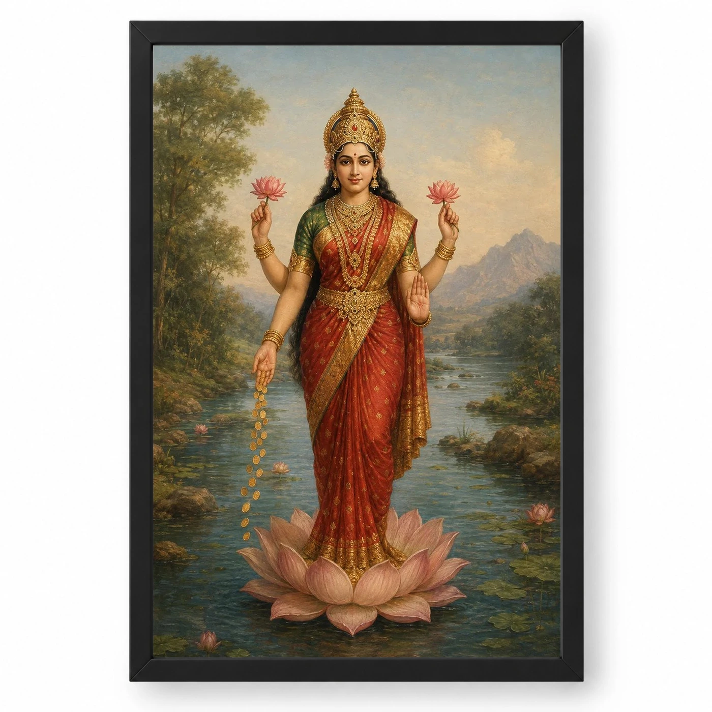 Lakshmi Devi — Raja Ravi Varma Style Portrait Frame