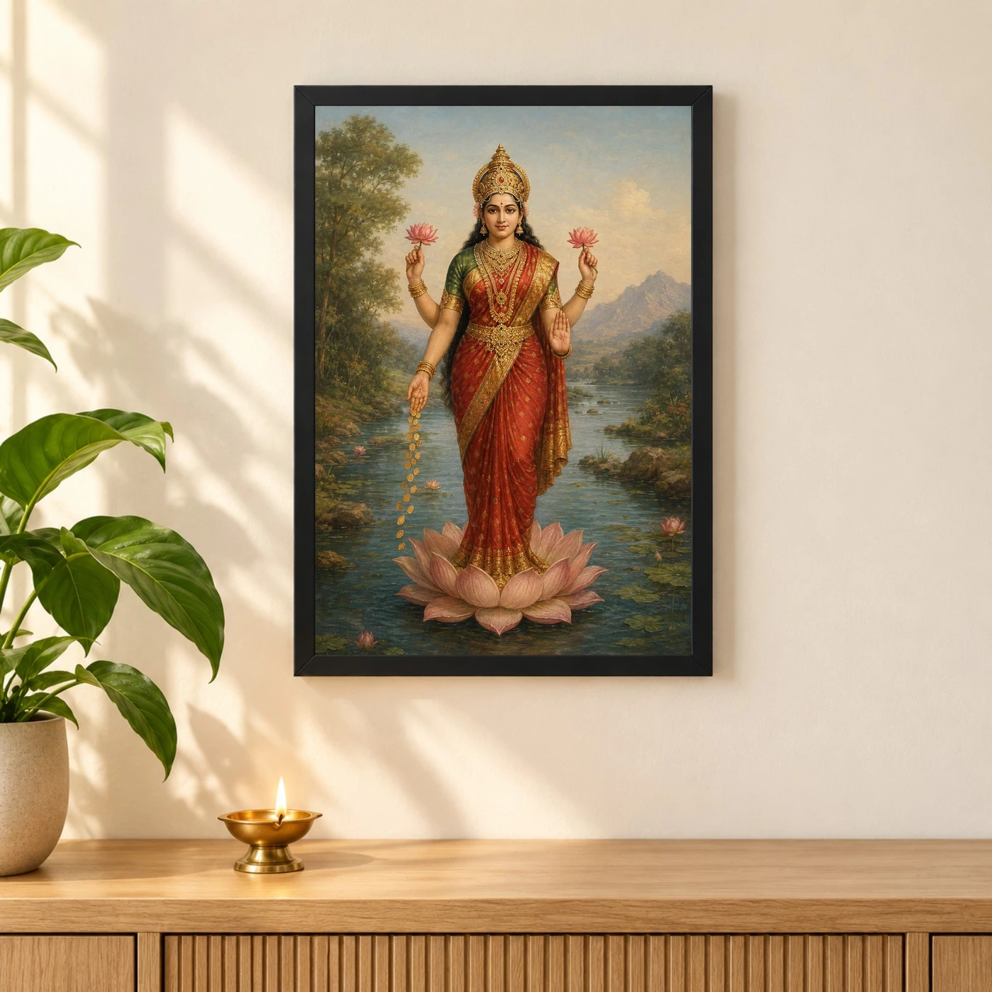 Lakshmi Devi — Raja Ravi Varma Style Portrait Frame, view 3