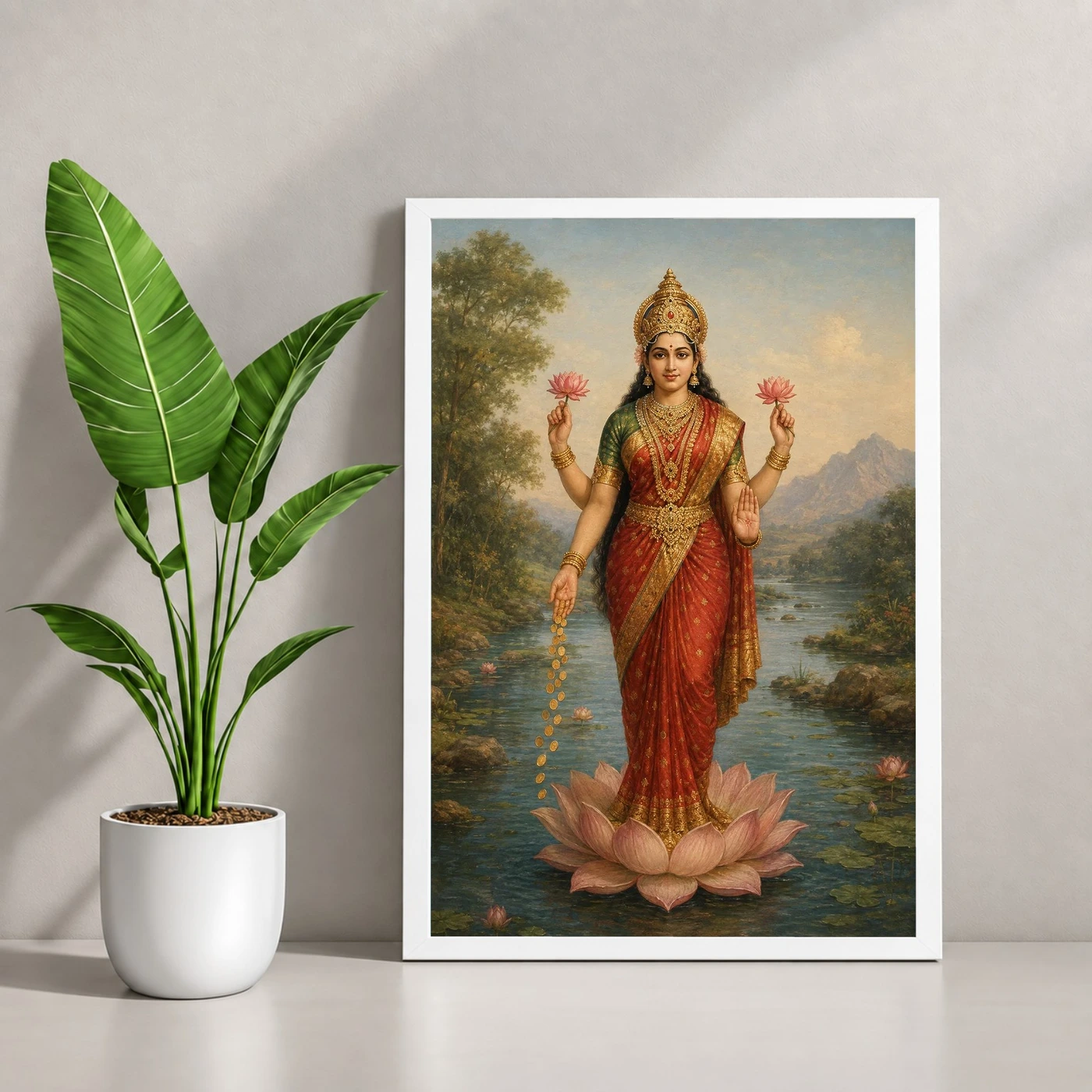 Lakshmi Devi — Raja Ravi Varma Style Portrait Frame, view 4