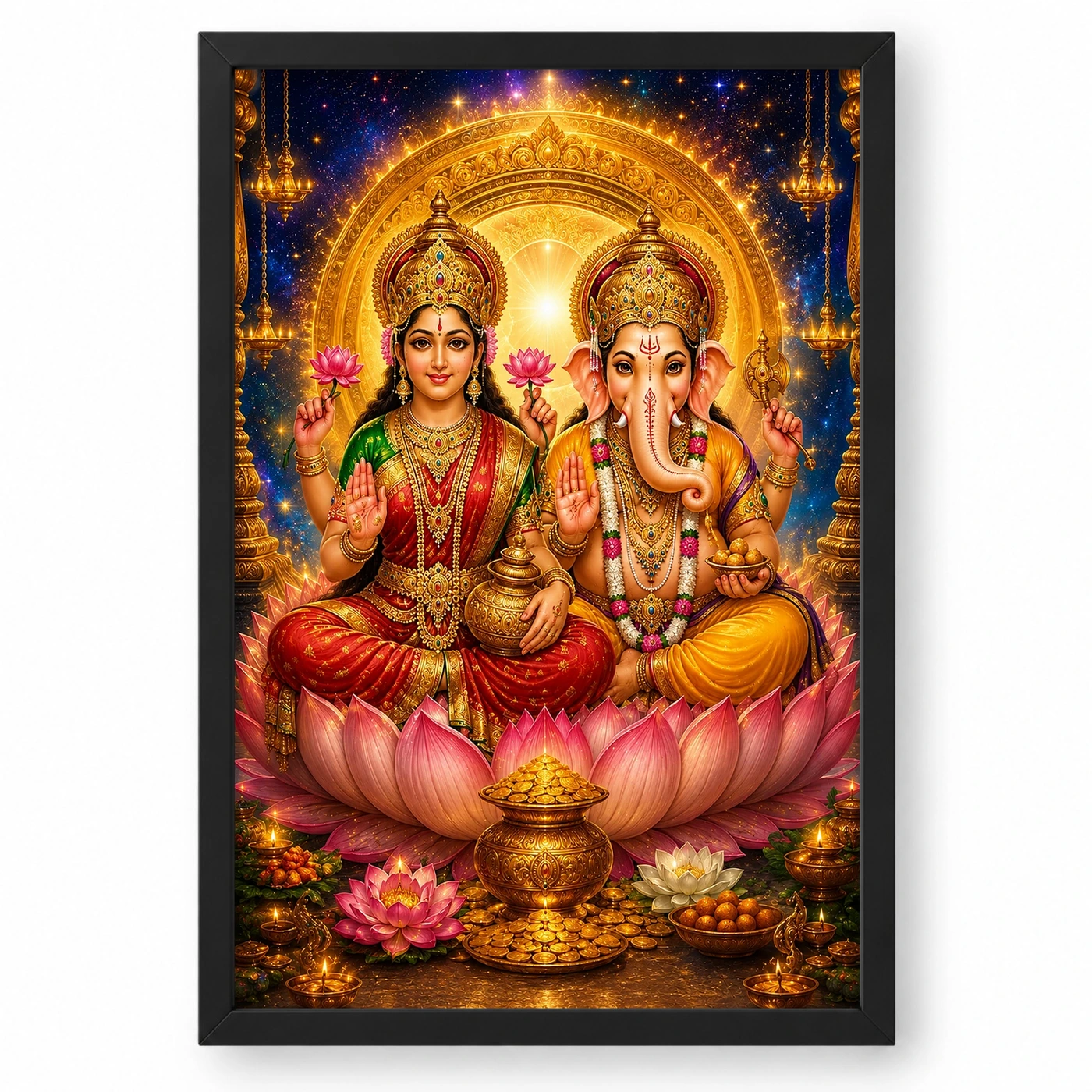 Lakshmi Ganesha Cosmic Celestial Aura Photo Frame