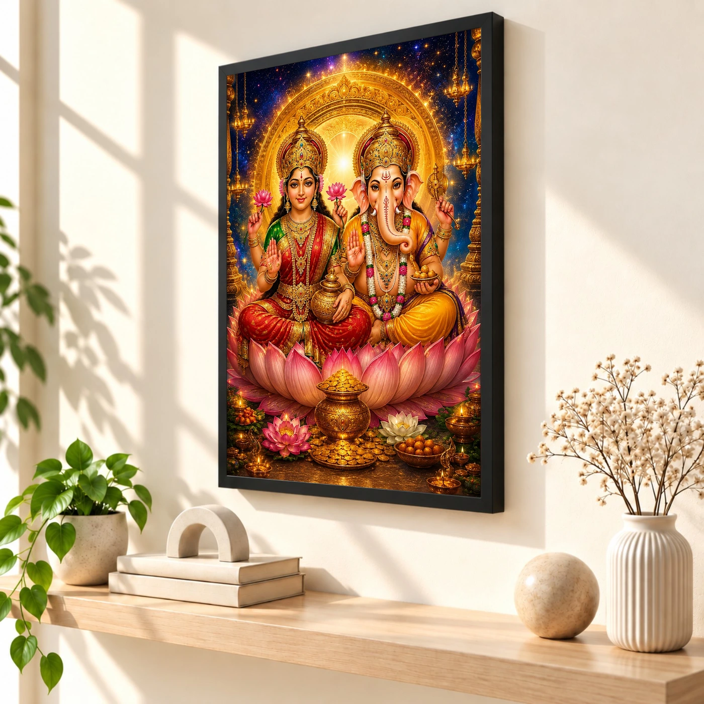 Lakshmi Ganesha Cosmic Celestial Aura Photo Frame, view 2