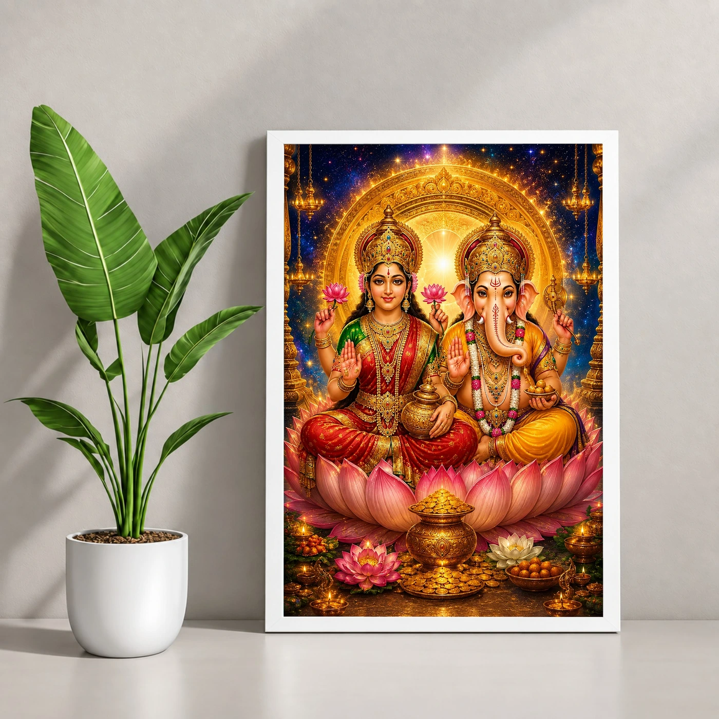 Lakshmi Ganesha Cosmic Celestial Aura Photo Frame, view 4