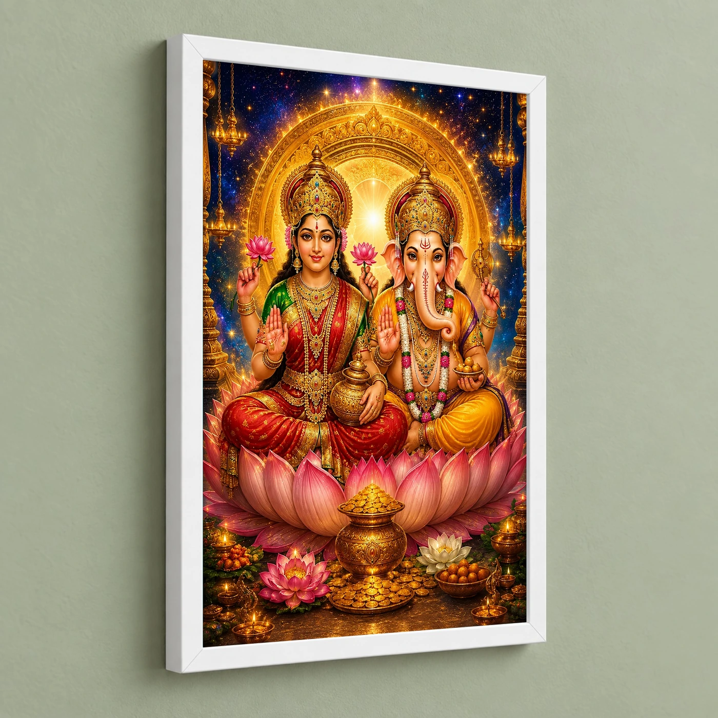 Lakshmi Ganesha Cosmic Celestial Aura Photo Frame, view 5