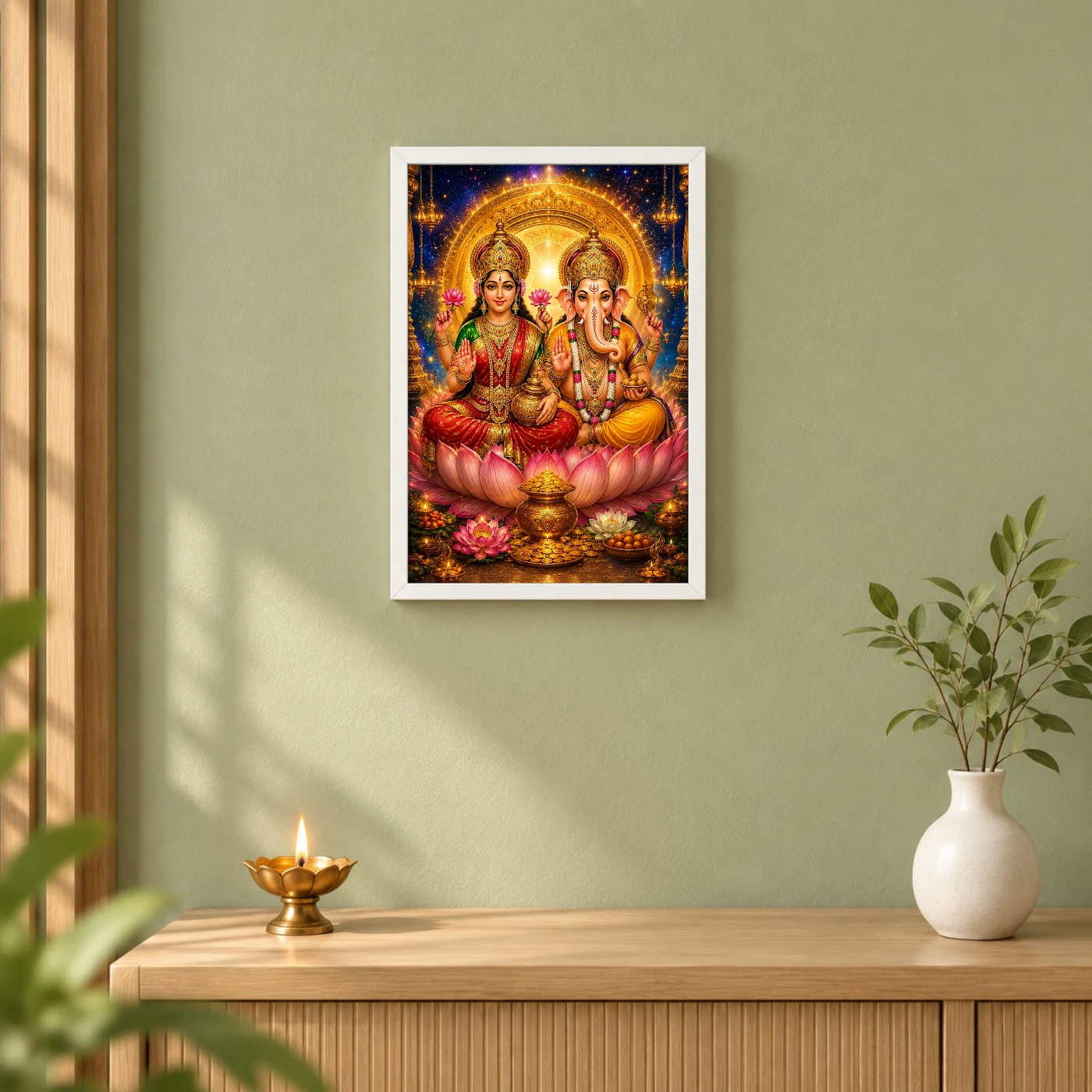 Lakshmi Ganesha Cosmic Celestial Aura Photo Frame, view 6