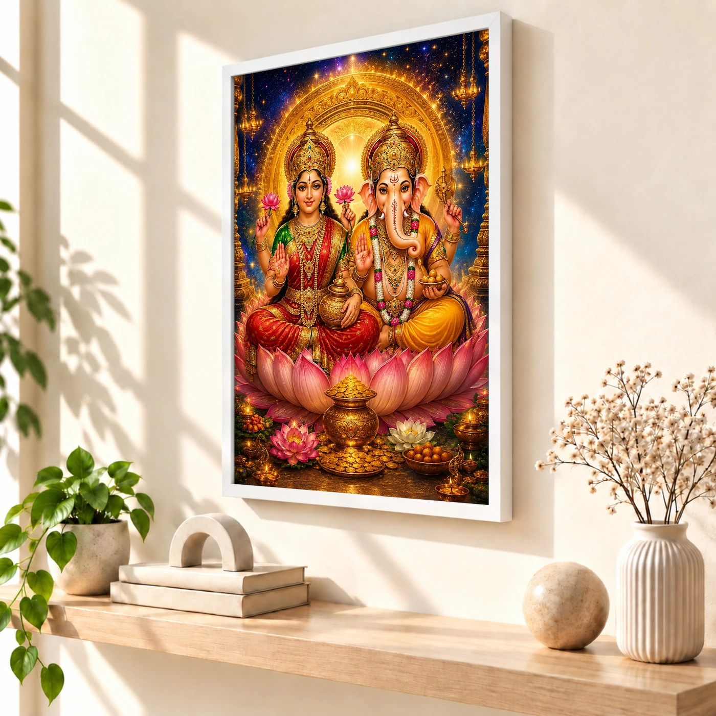 Lakshmi Ganesha Cosmic Celestial Aura Photo Frame, view 7