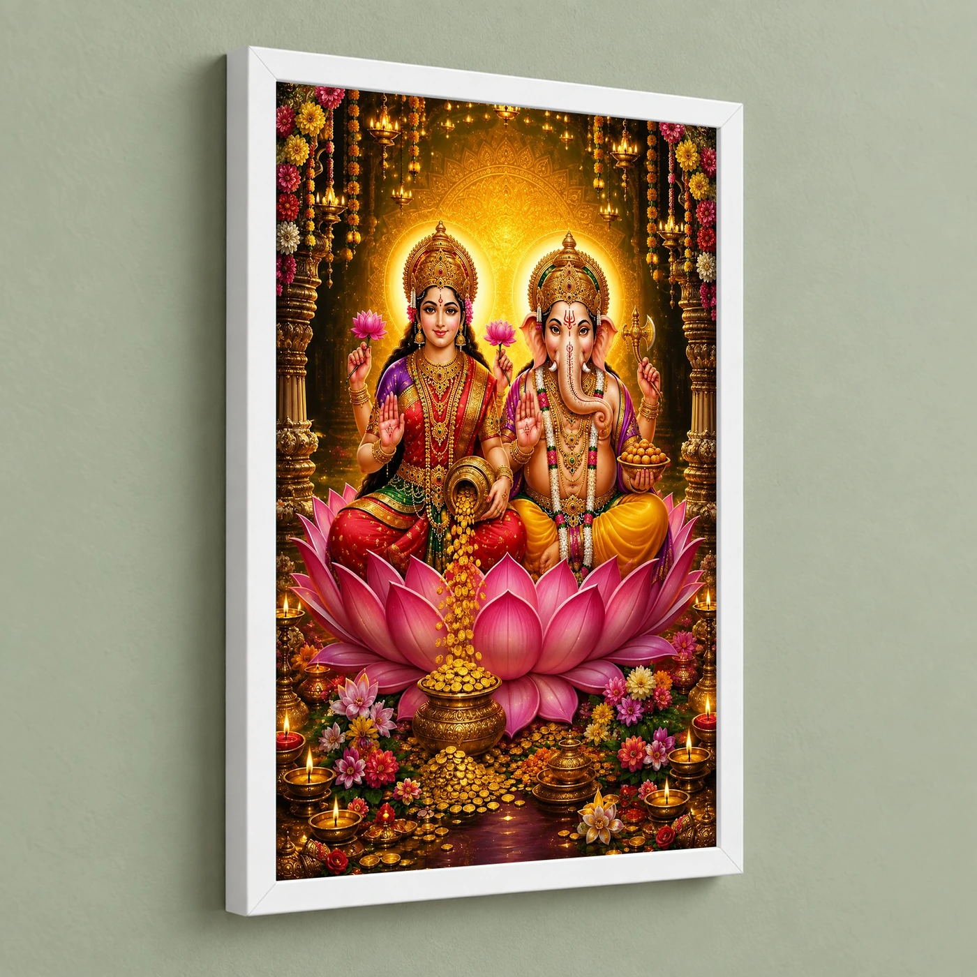 Lakshmi Ganesha Grand Festival Flower Decoration Photo Frame, view 5