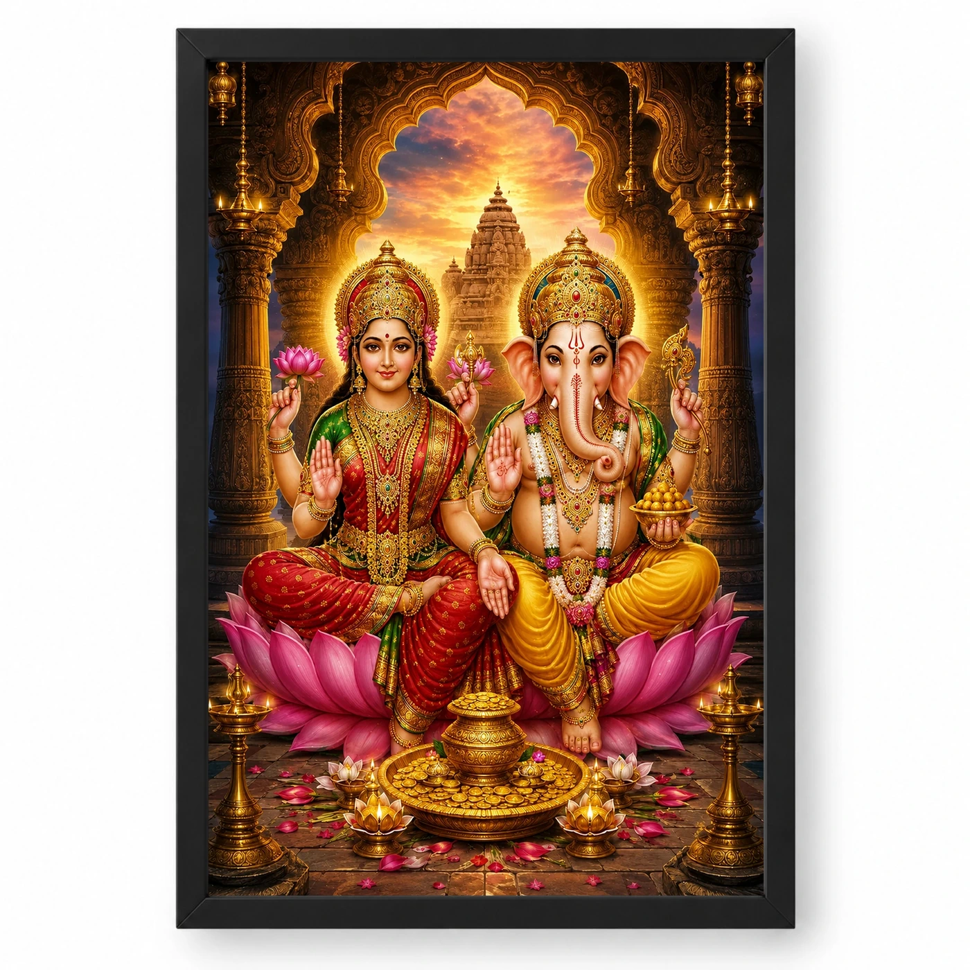 Lakshmi Ganesha Heritage Temple Architecture Backdrop Photo Frame