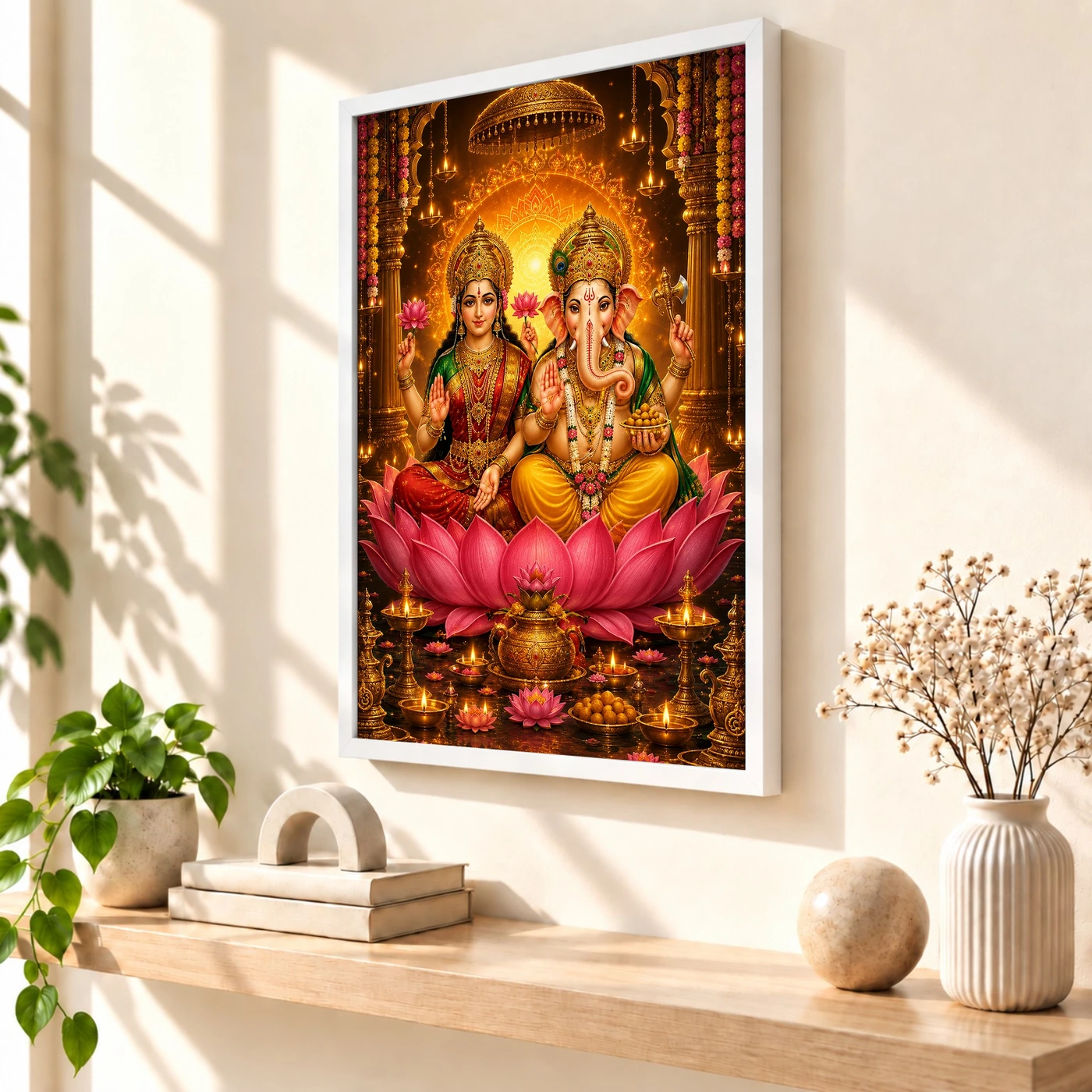Lakshmi Ganesha Lotus And Diya Radiance Photo Frame, view 7