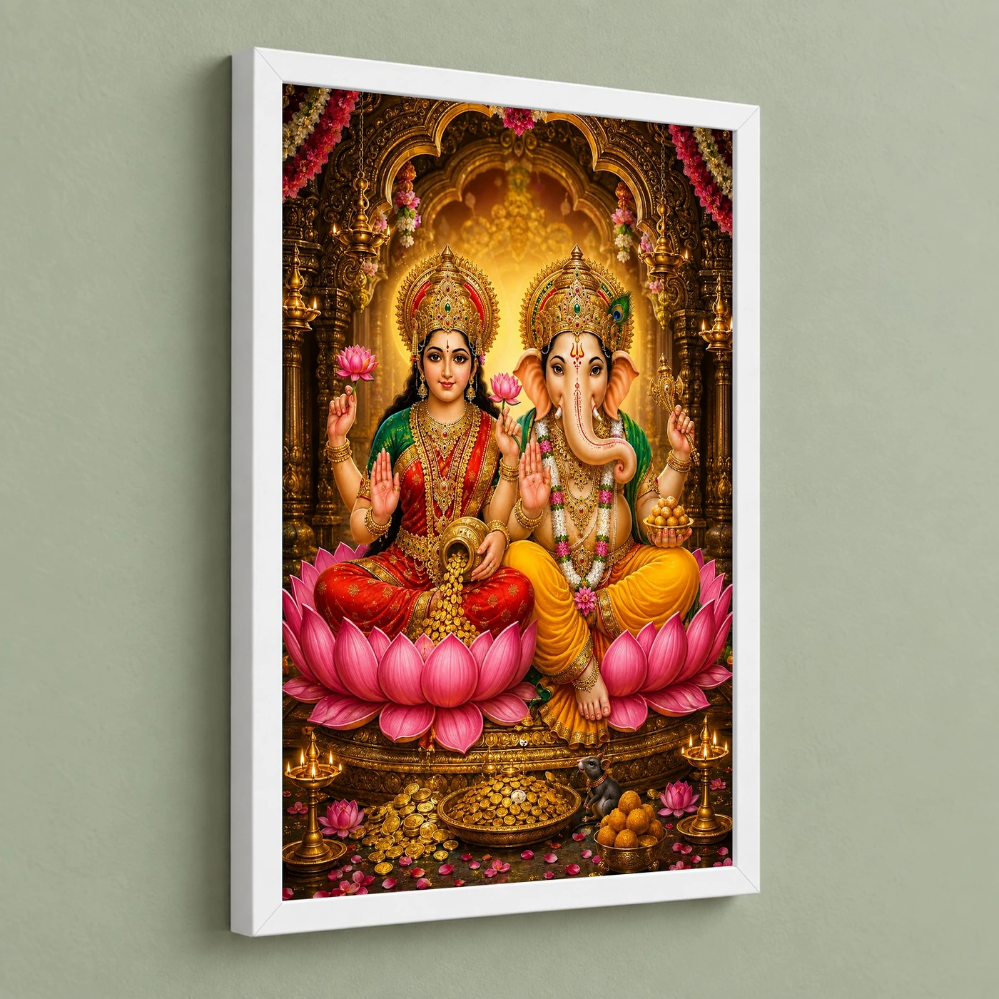 Lakshmi Ganesha Peaceful Home Mandir Composition Photo Frame, view 5