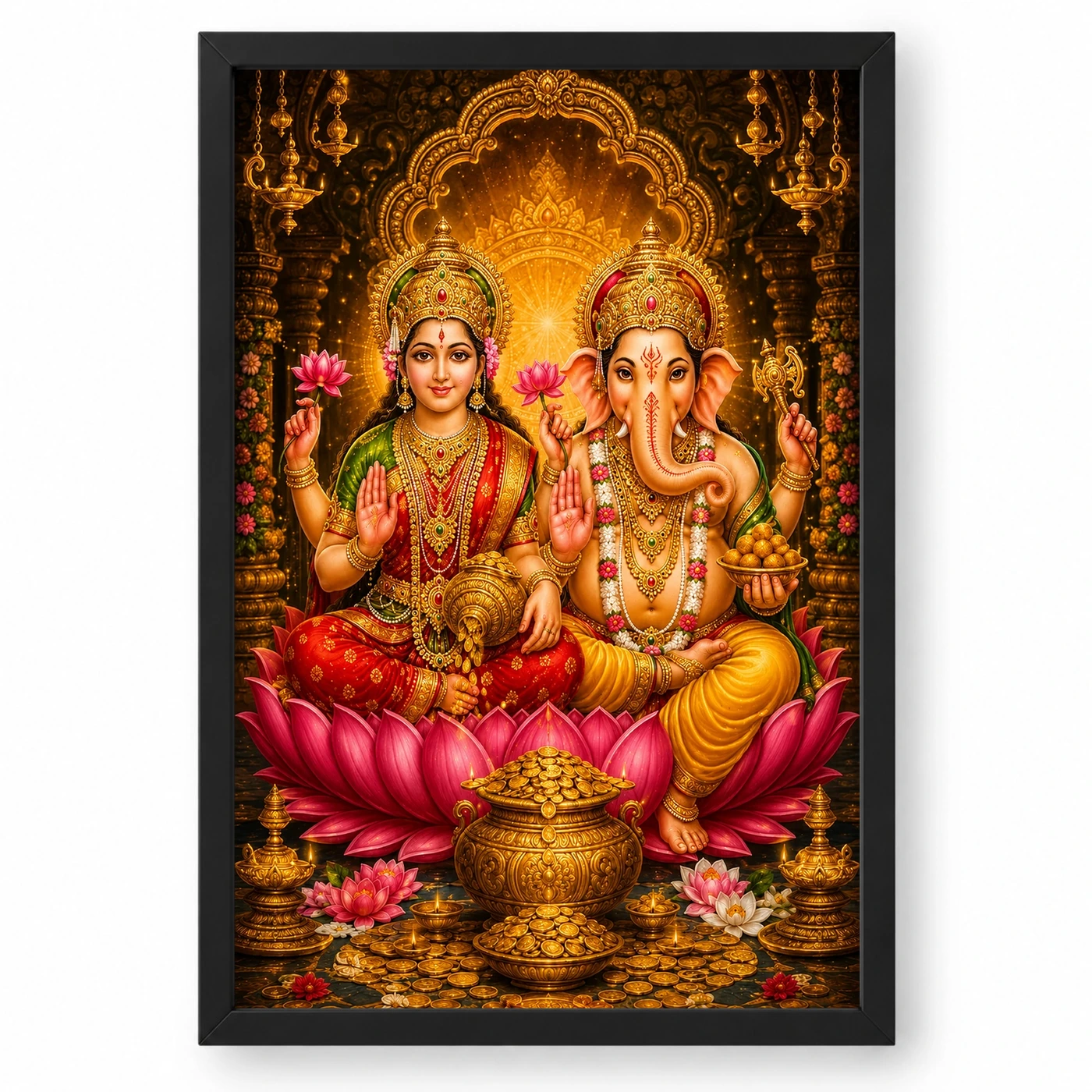 Lakshmi Ganesha Royal Jewel-Toned Portrait Photo Frame