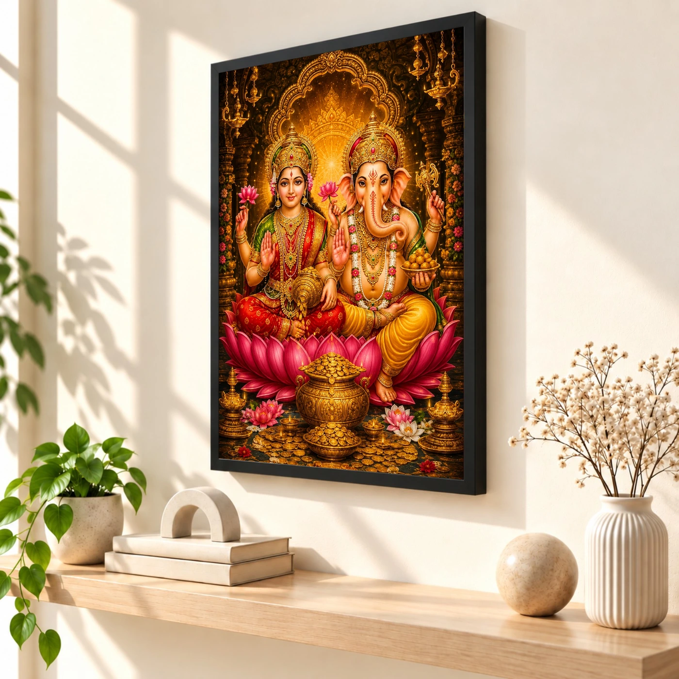 Lakshmi Ganesha Royal Jewel-Toned Portrait Photo Frame, view 2