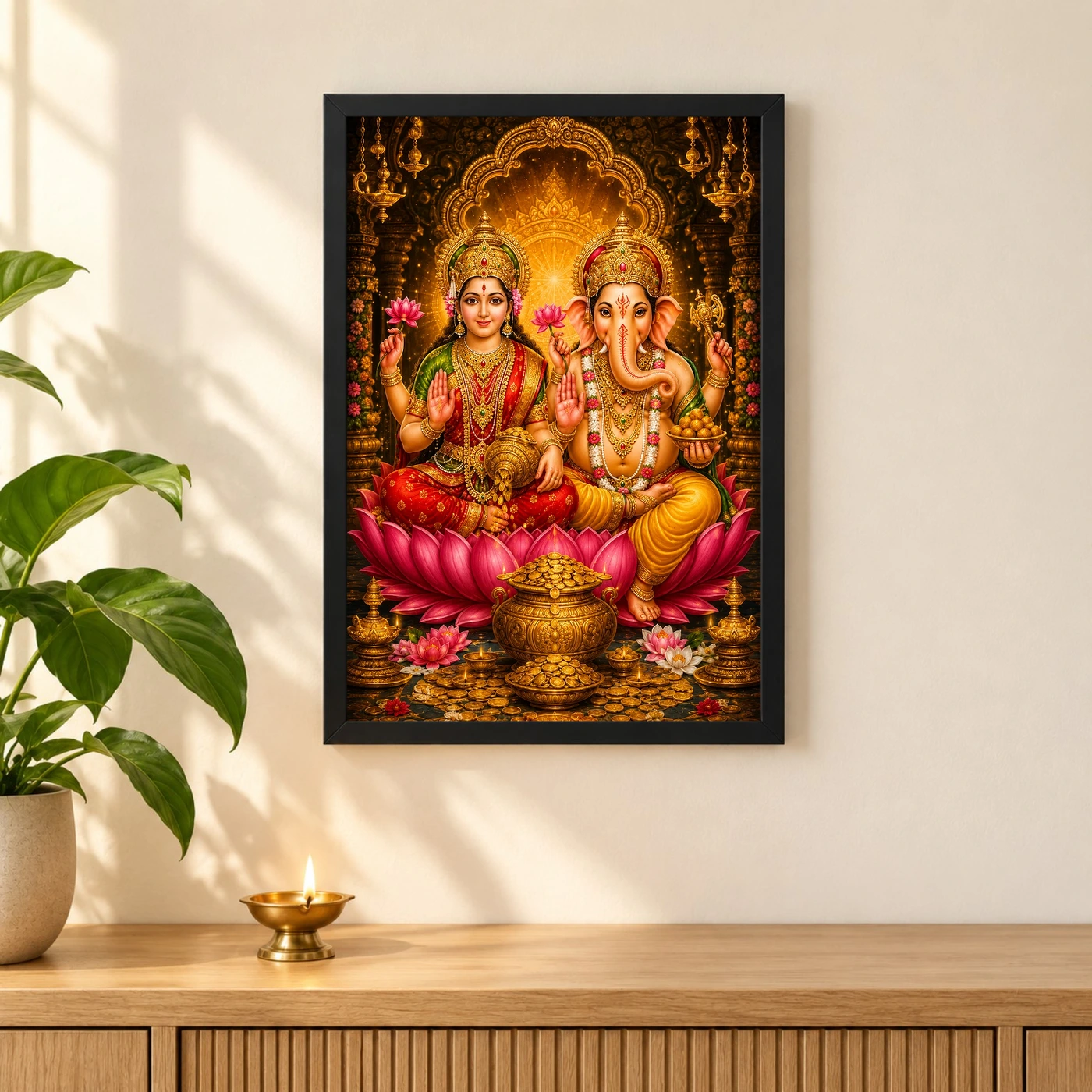 Lakshmi Ganesha Royal Jewel-Toned Portrait Photo Frame, view 3