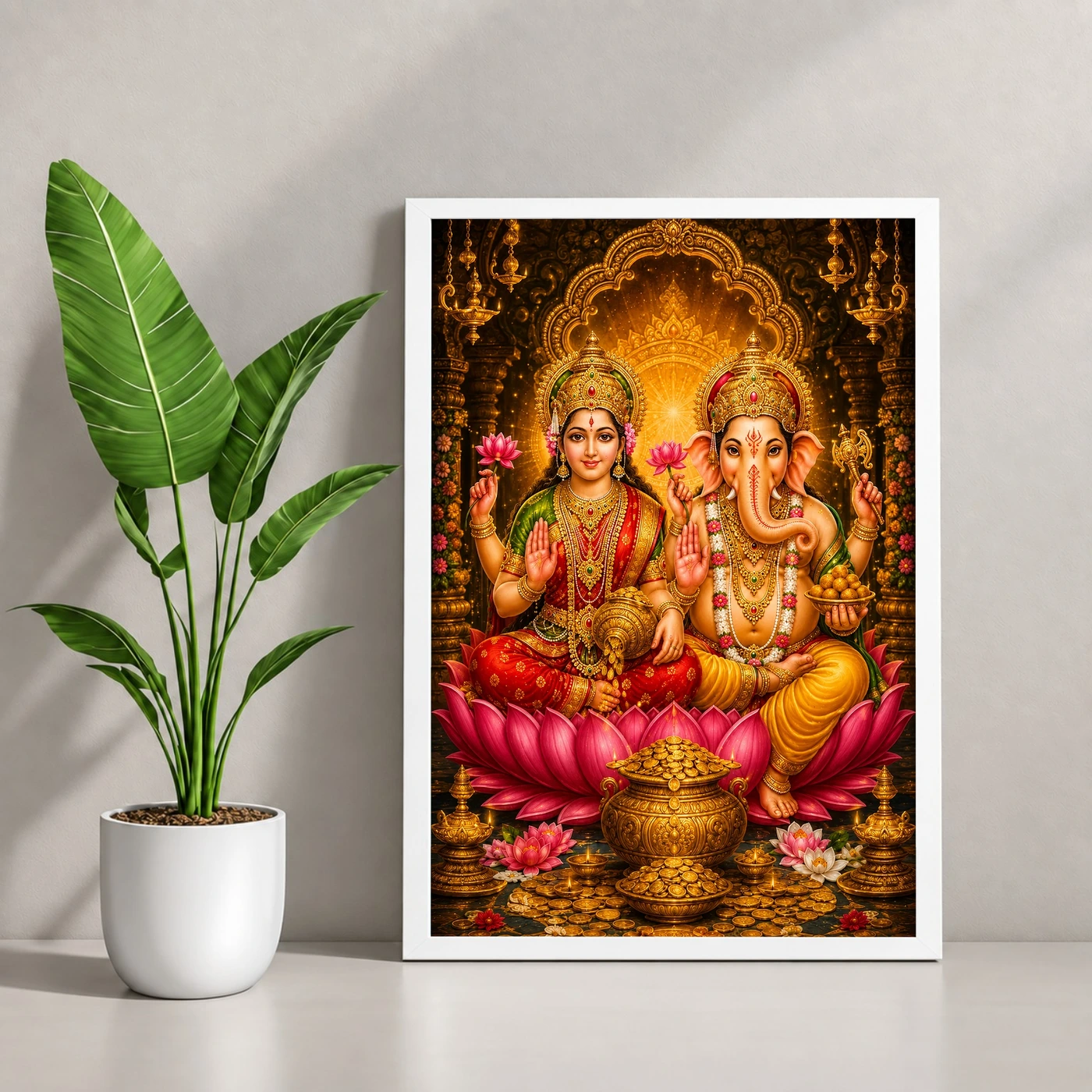 Lakshmi Ganesha Royal Jewel-Toned Portrait Photo Frame, view 4