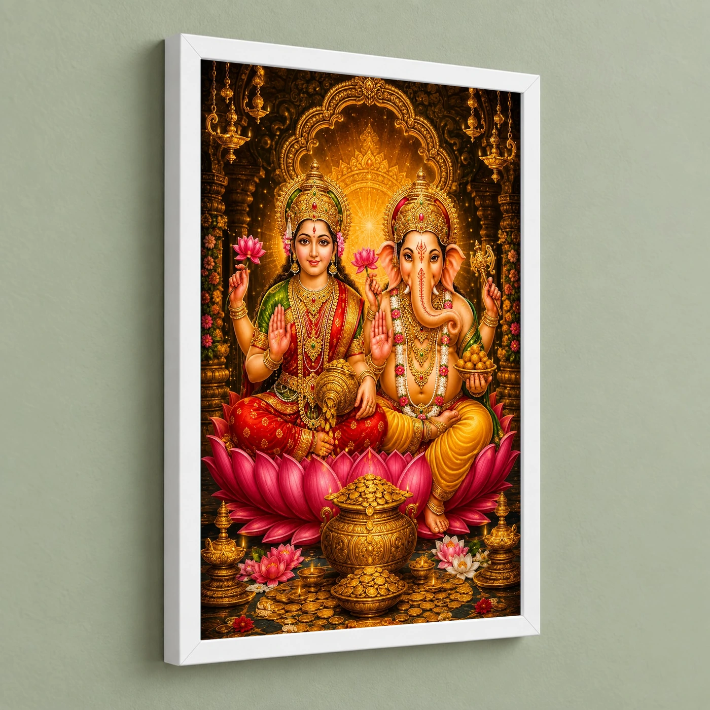 Lakshmi Ganesha Royal Jewel-Toned Portrait Photo Frame, view 5