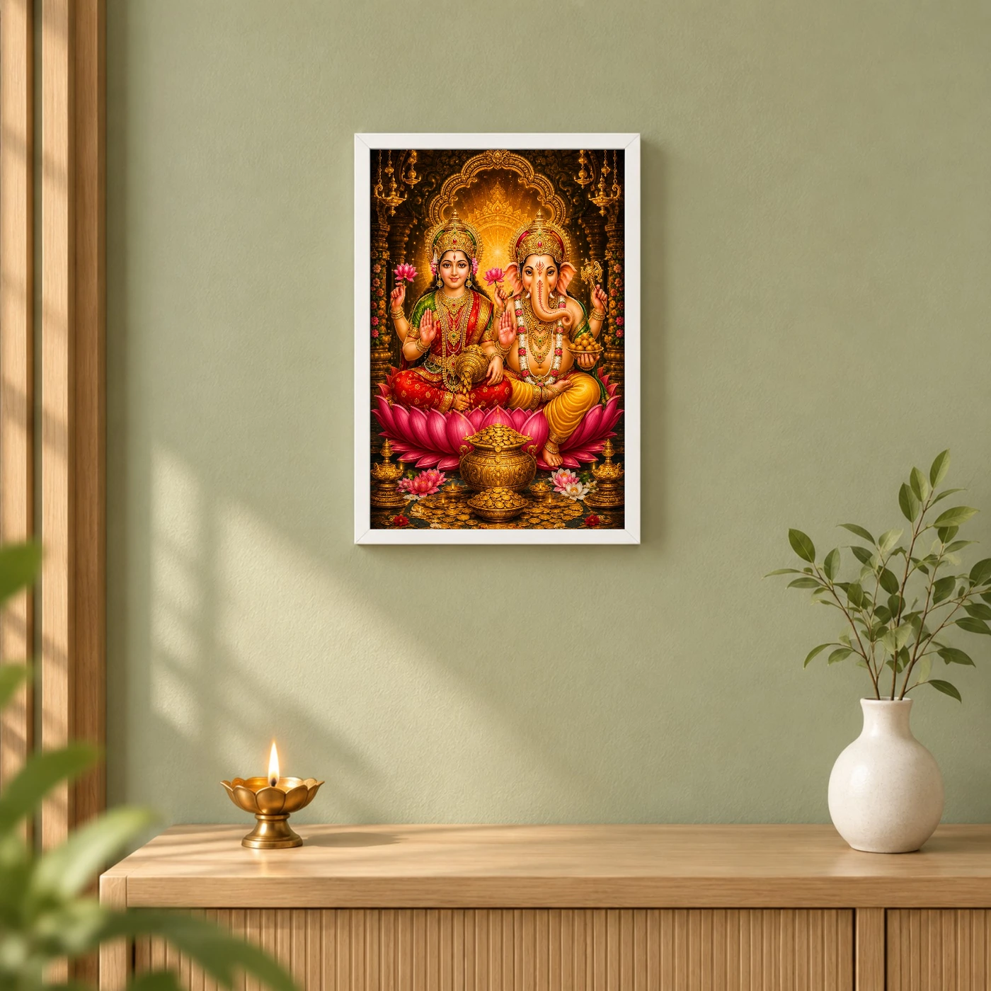 Lakshmi Ganesha Royal Jewel-Toned Portrait Photo Frame, view 6