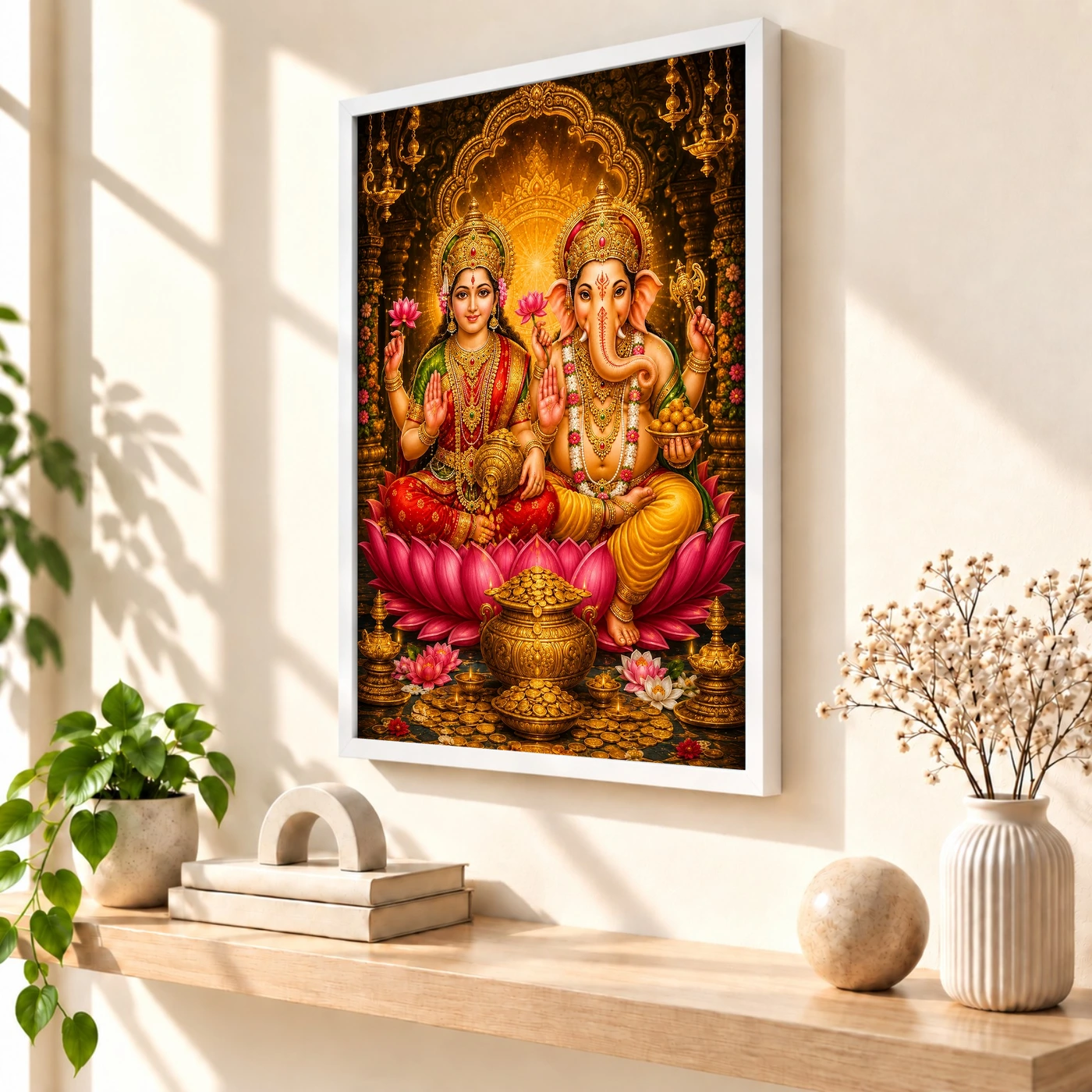 Lakshmi Ganesha Royal Jewel-Toned Portrait Photo Frame, view 7