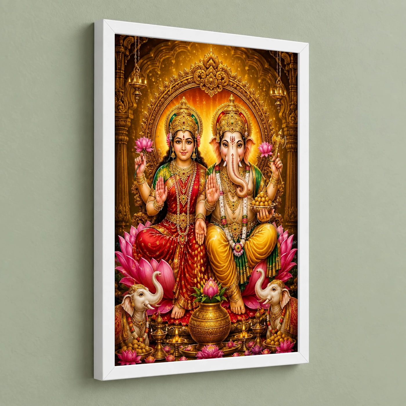 Lakshmi Ganesha Traditional Indian Miniature-Inspired Devotional Art Photo Frame, view 5