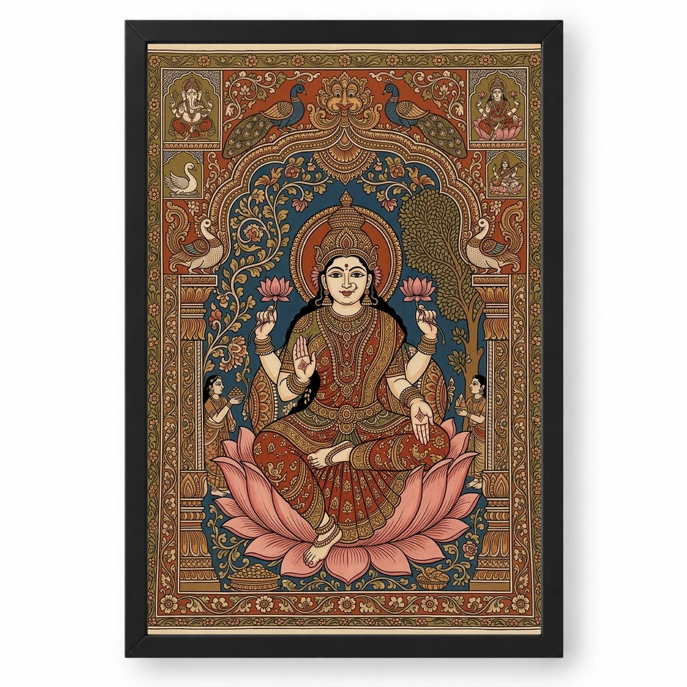 Lakshmi Kalamkari Andhra Traditional Earthy Folk Art Photo Frame