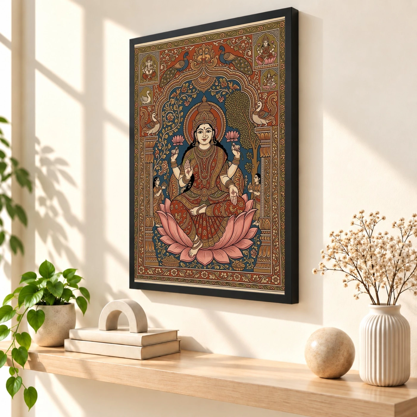 Lakshmi Kalamkari Andhra Traditional Earthy Folk Art Photo Frame, view 2