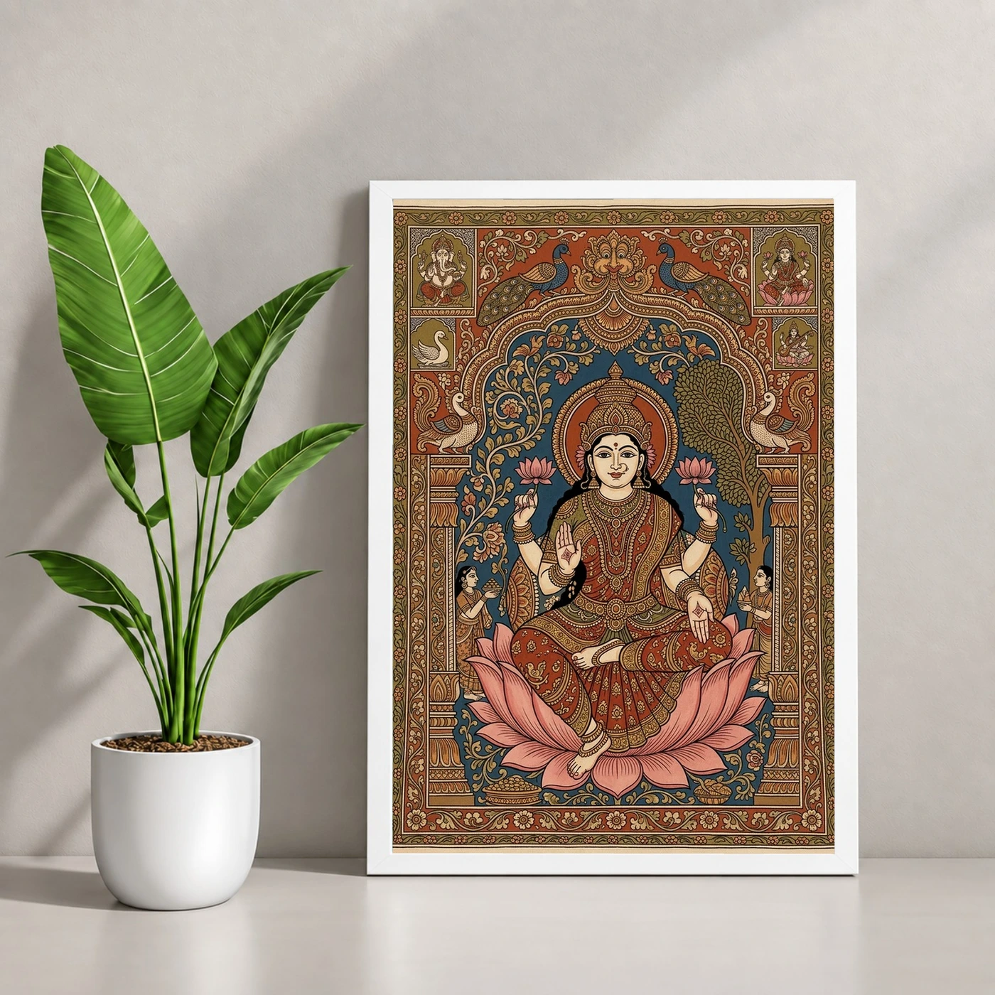 Lakshmi Kalamkari Andhra Traditional Earthy Folk Art Photo Frame, view 4