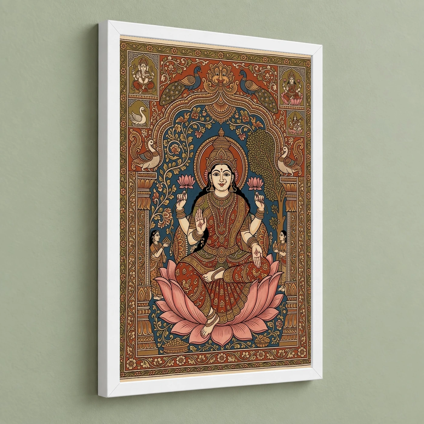 Lakshmi Kalamkari Andhra Traditional Earthy Folk Art Photo Frame, view 5