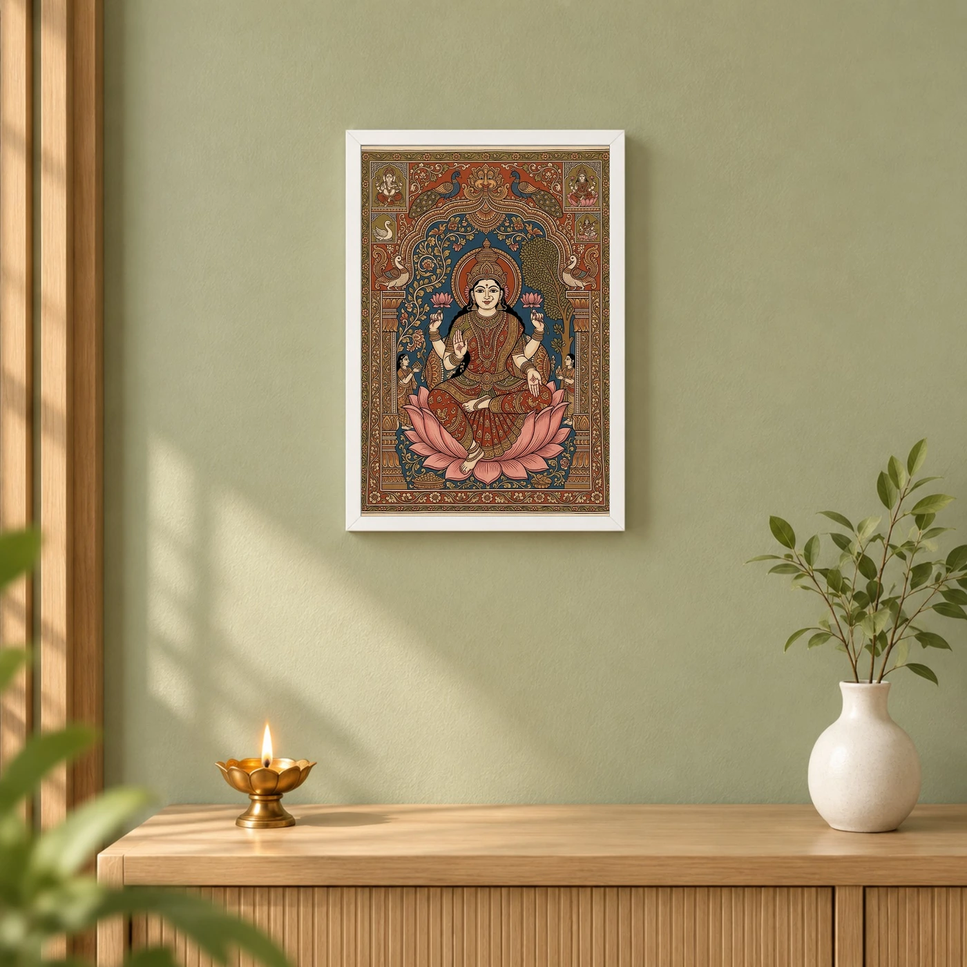 Lakshmi Kalamkari Andhra Traditional Earthy Folk Art Photo Frame, view 6