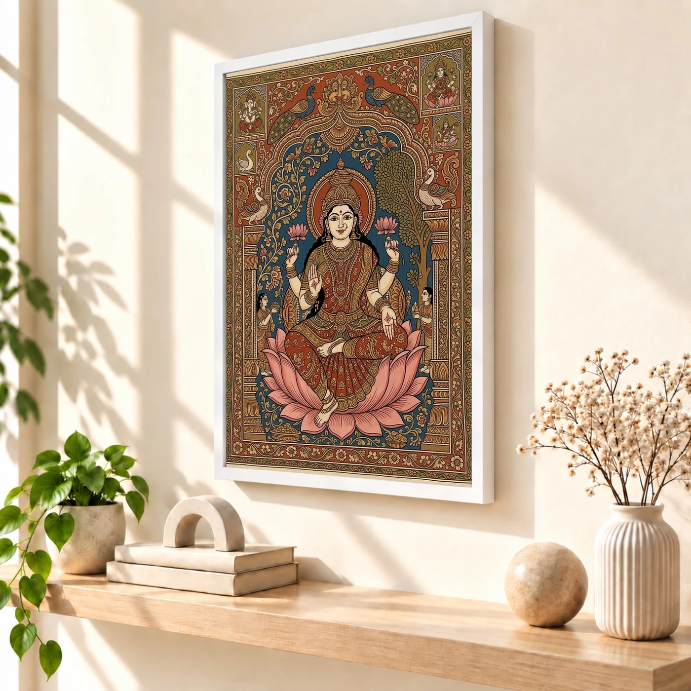 Lakshmi Kalamkari Andhra Traditional Earthy Folk Art Photo Frame, view 7