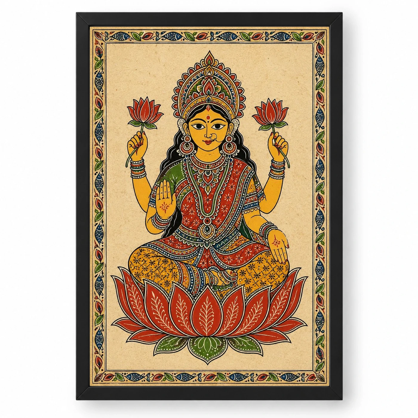 Lakshmi — Madhubani Folk Art Frame