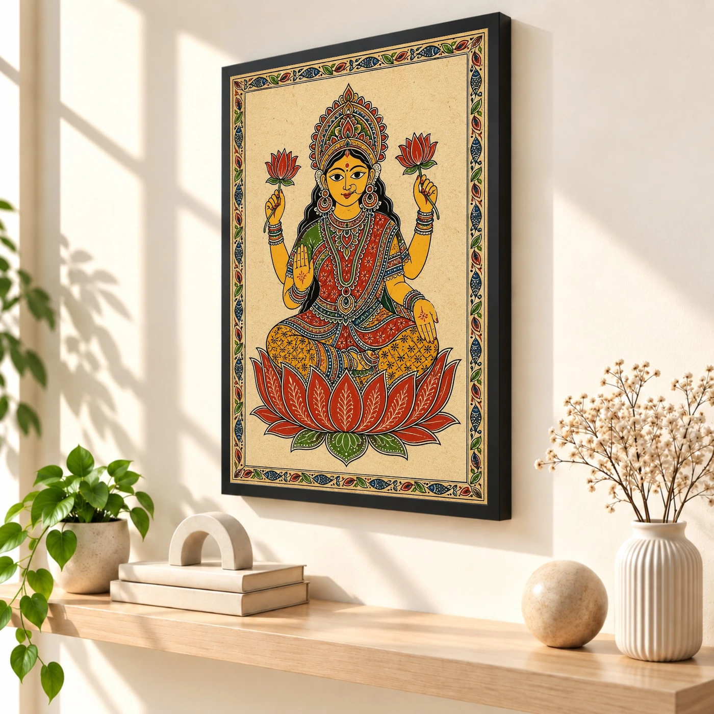 Lakshmi — Madhubani Folk Art Frame, view 2