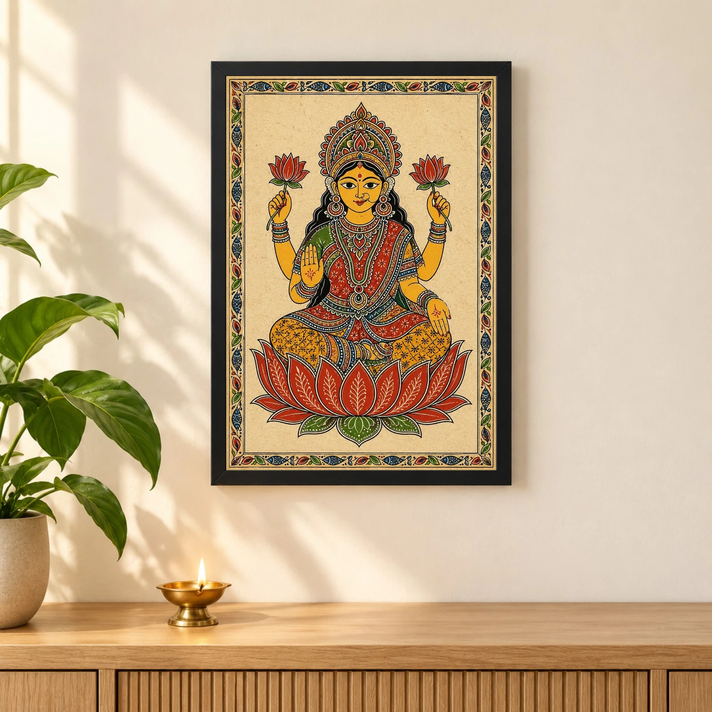Lakshmi — Madhubani Folk Art Frame, view 3