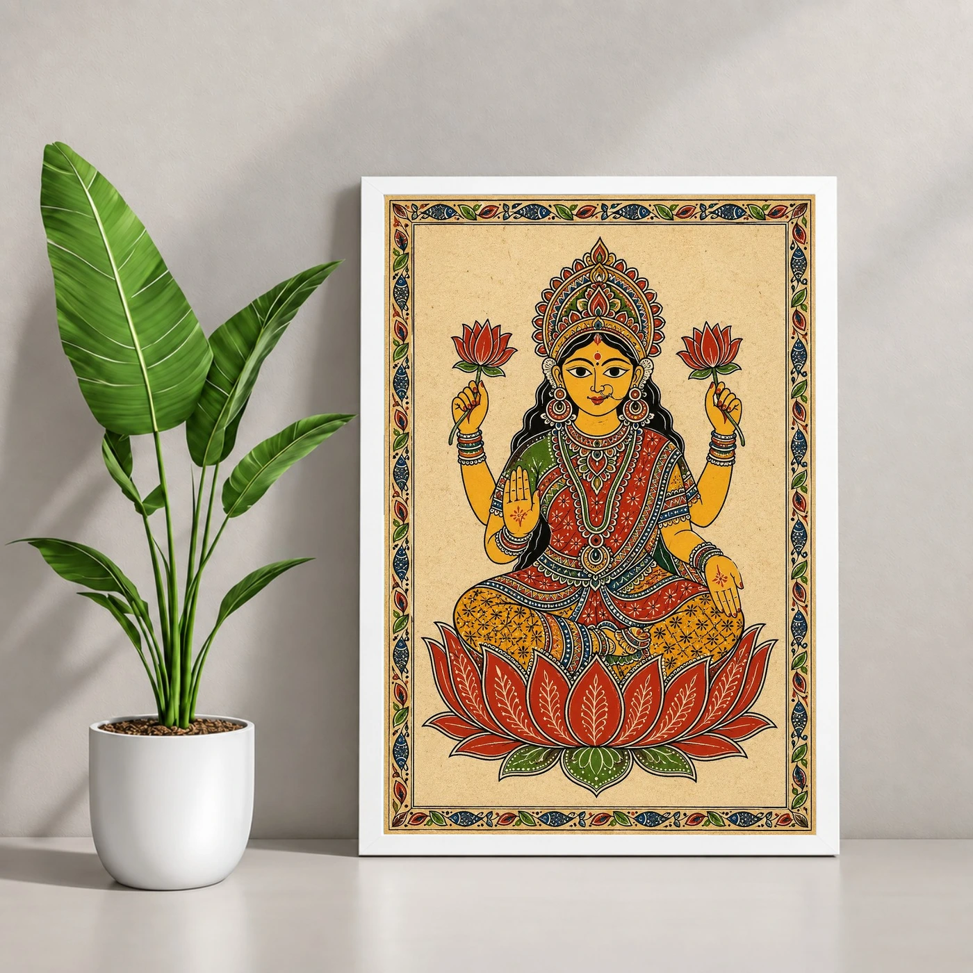 Lakshmi — Madhubani Folk Art Frame, view 4