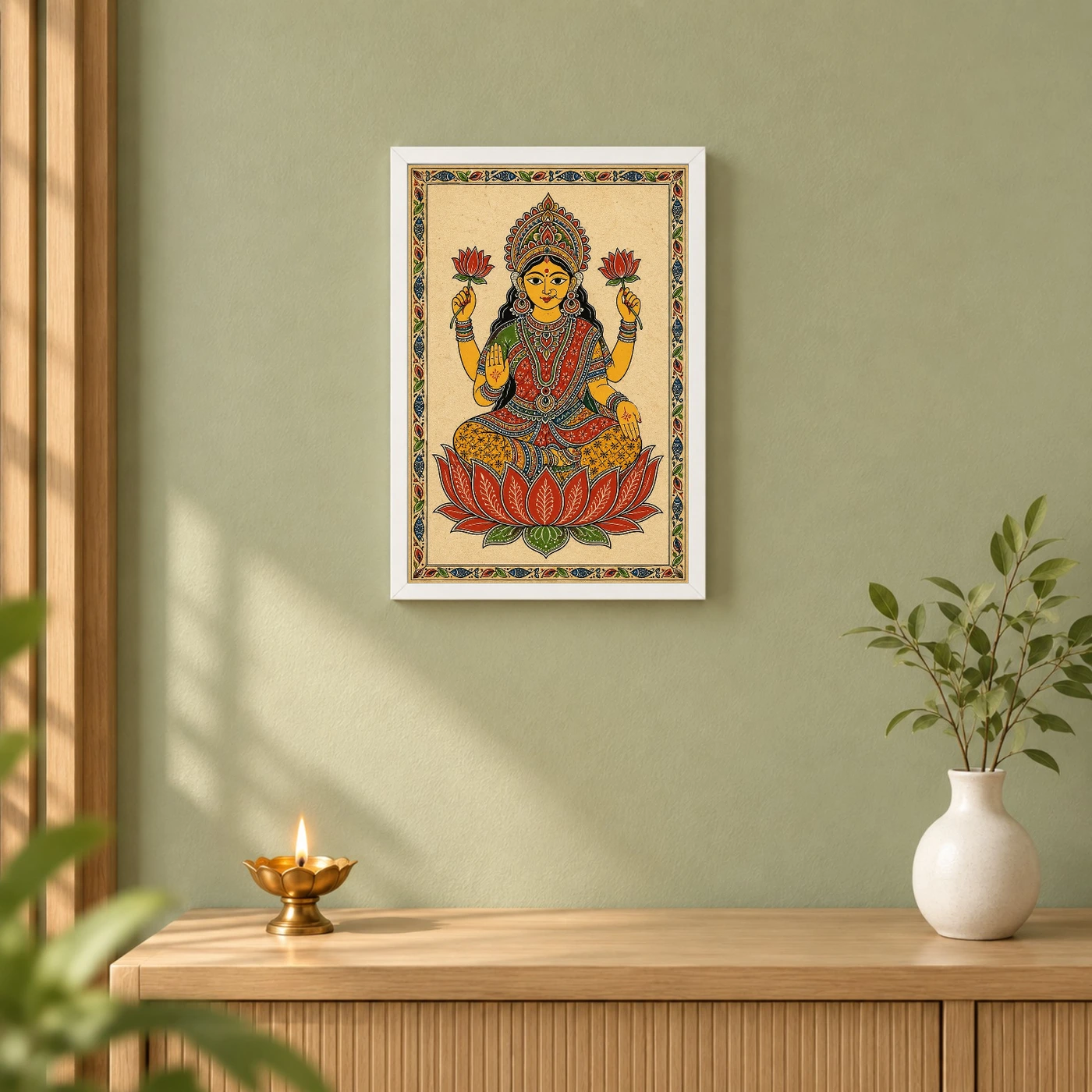 Lakshmi — Madhubani Folk Art Frame, view 6