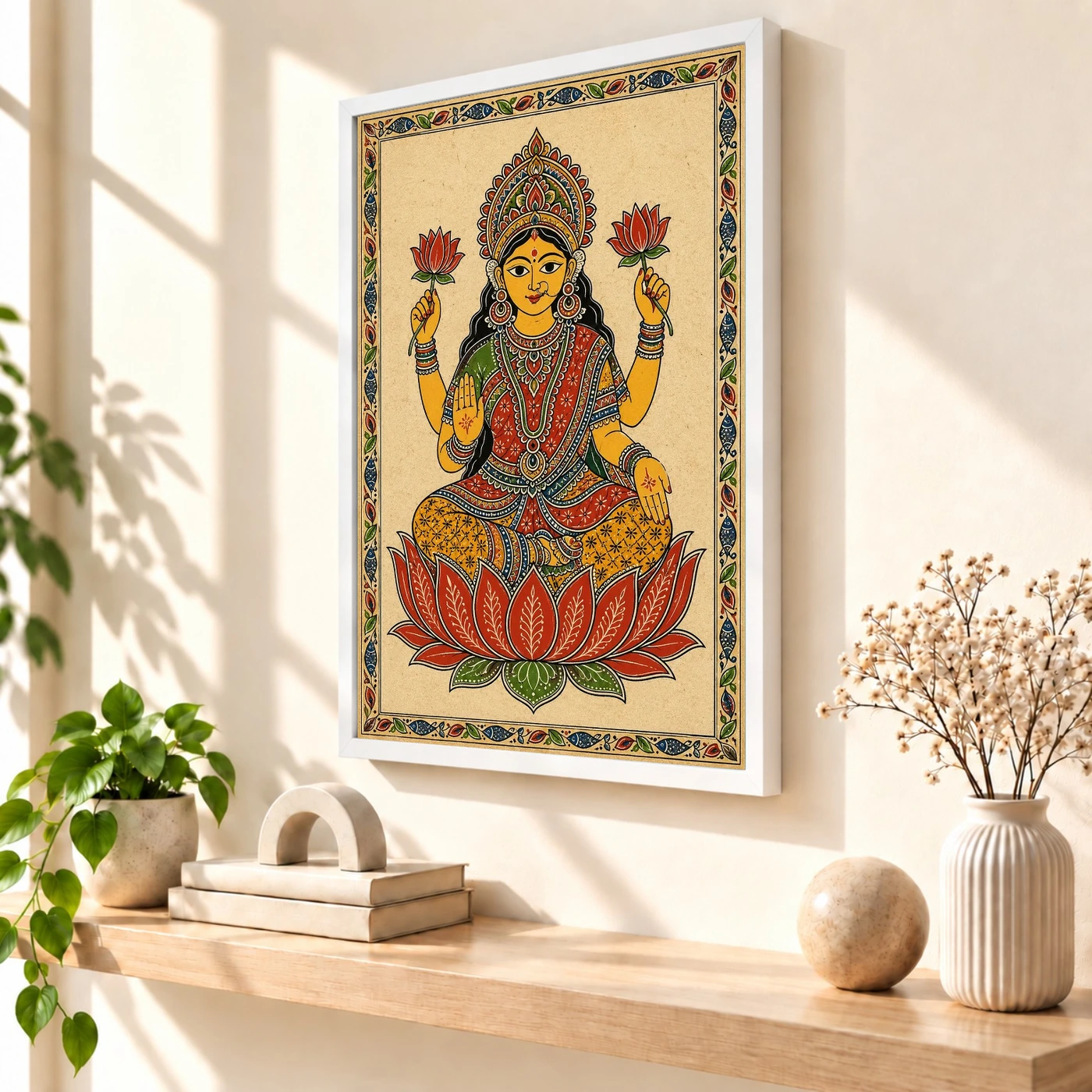 Lakshmi — Madhubani Folk Art Frame, view 7