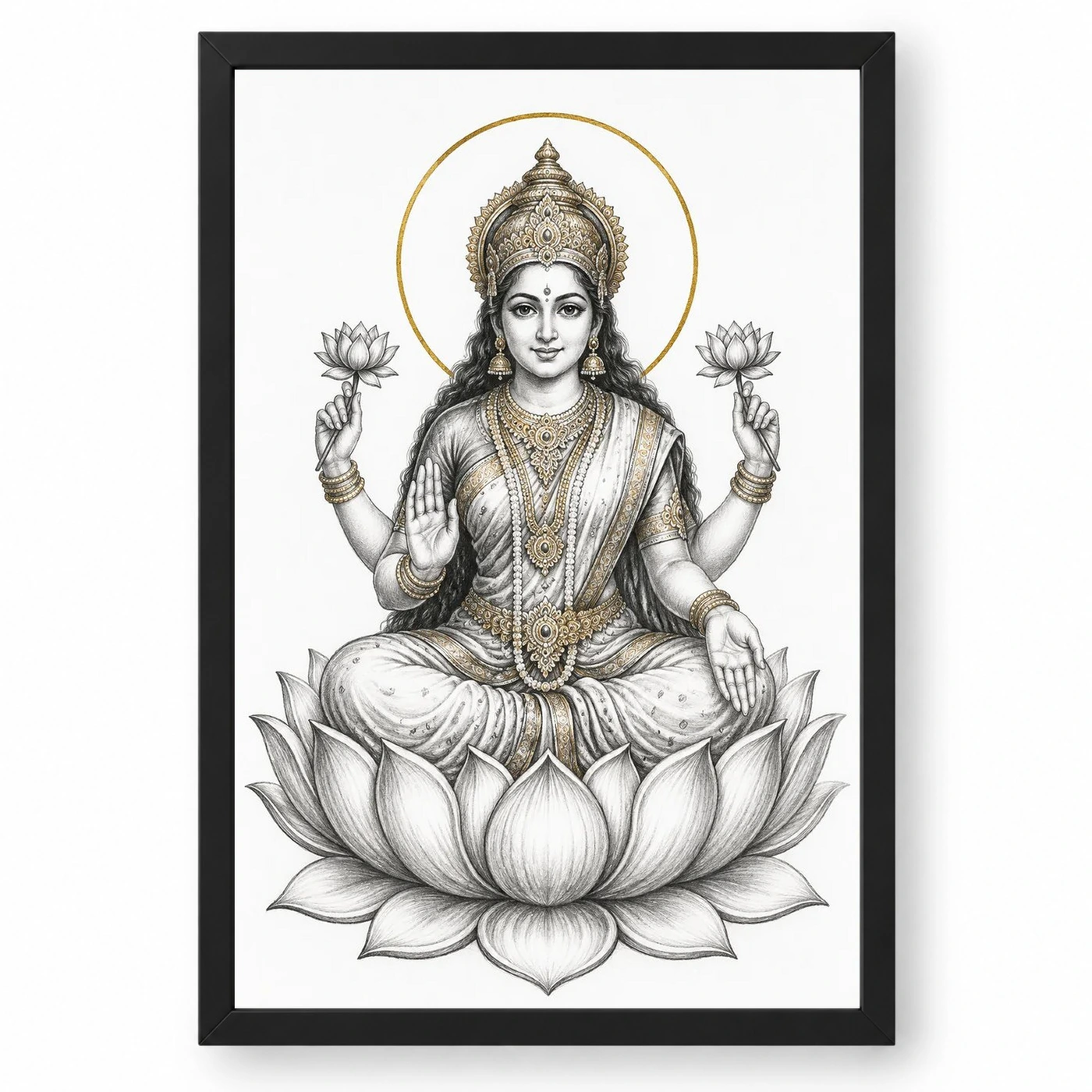 Lakshmi Mata — Monochrome Sketch Art Frame