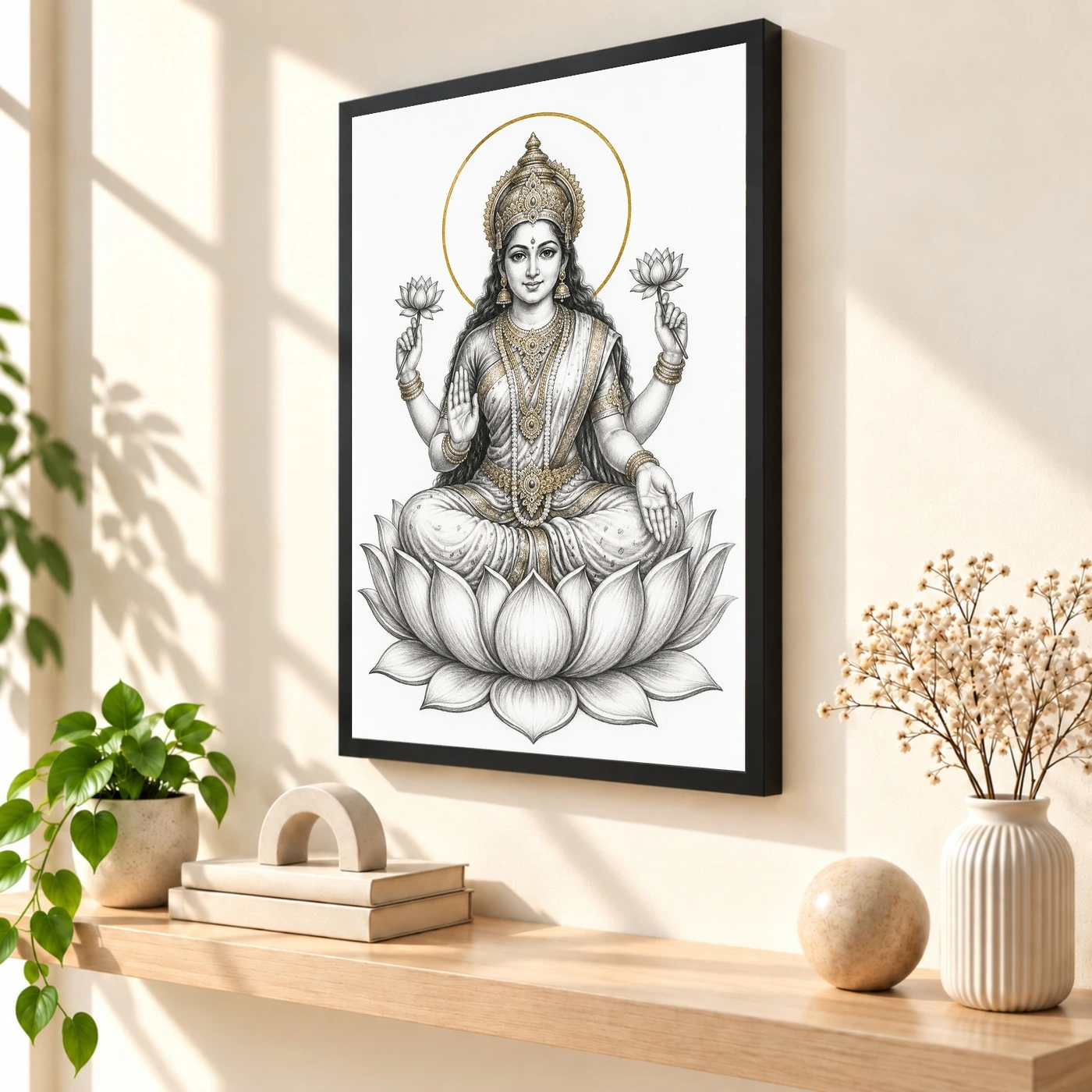 Lakshmi Mata — Monochrome Sketch Art Frame, view 2