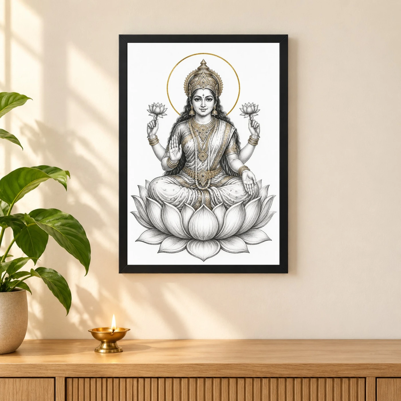 Lakshmi Mata — Monochrome Sketch Art Frame, view 3