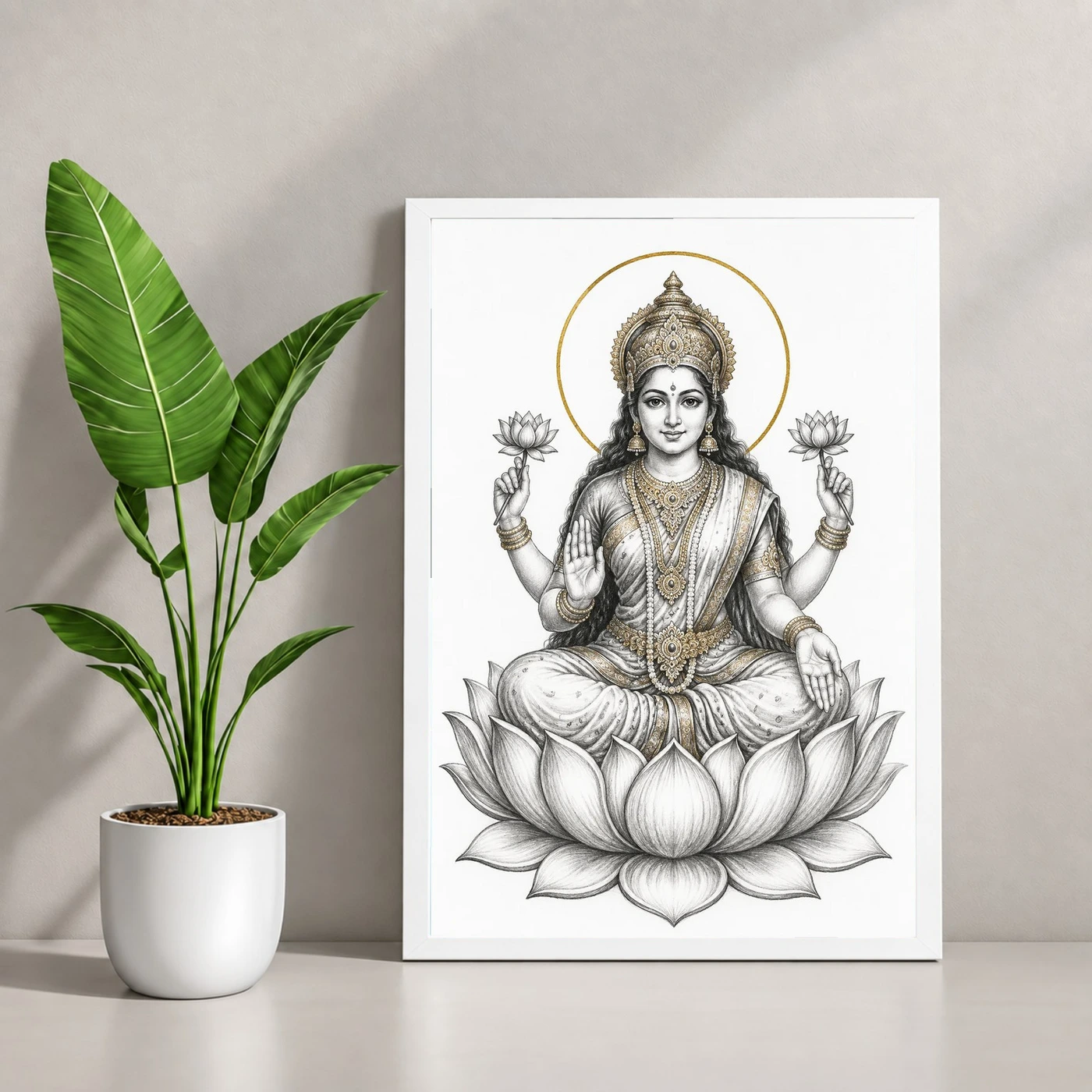 Lakshmi Mata — Monochrome Sketch Art Frame, view 4