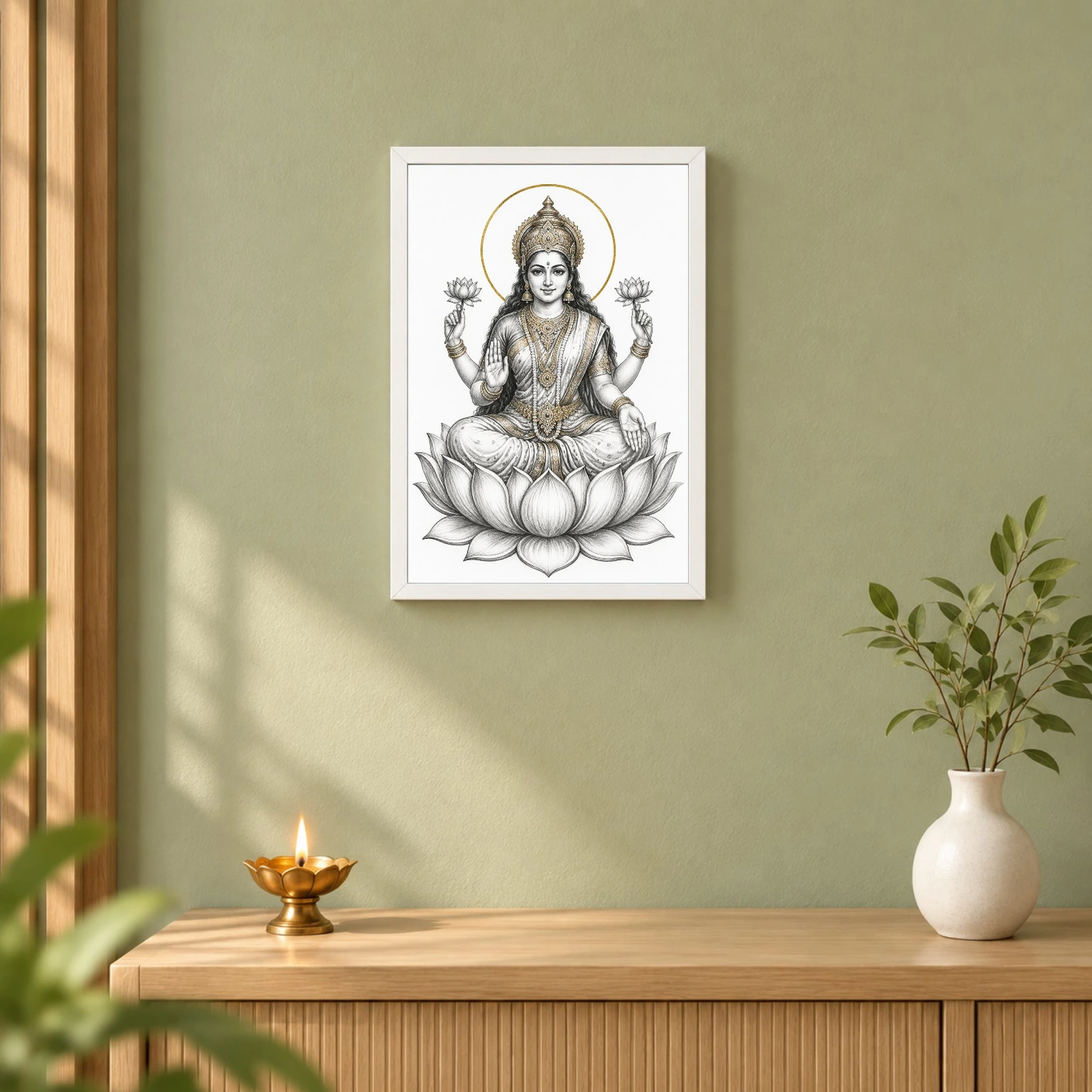 Lakshmi Mata — Monochrome Sketch Art Frame, view 6