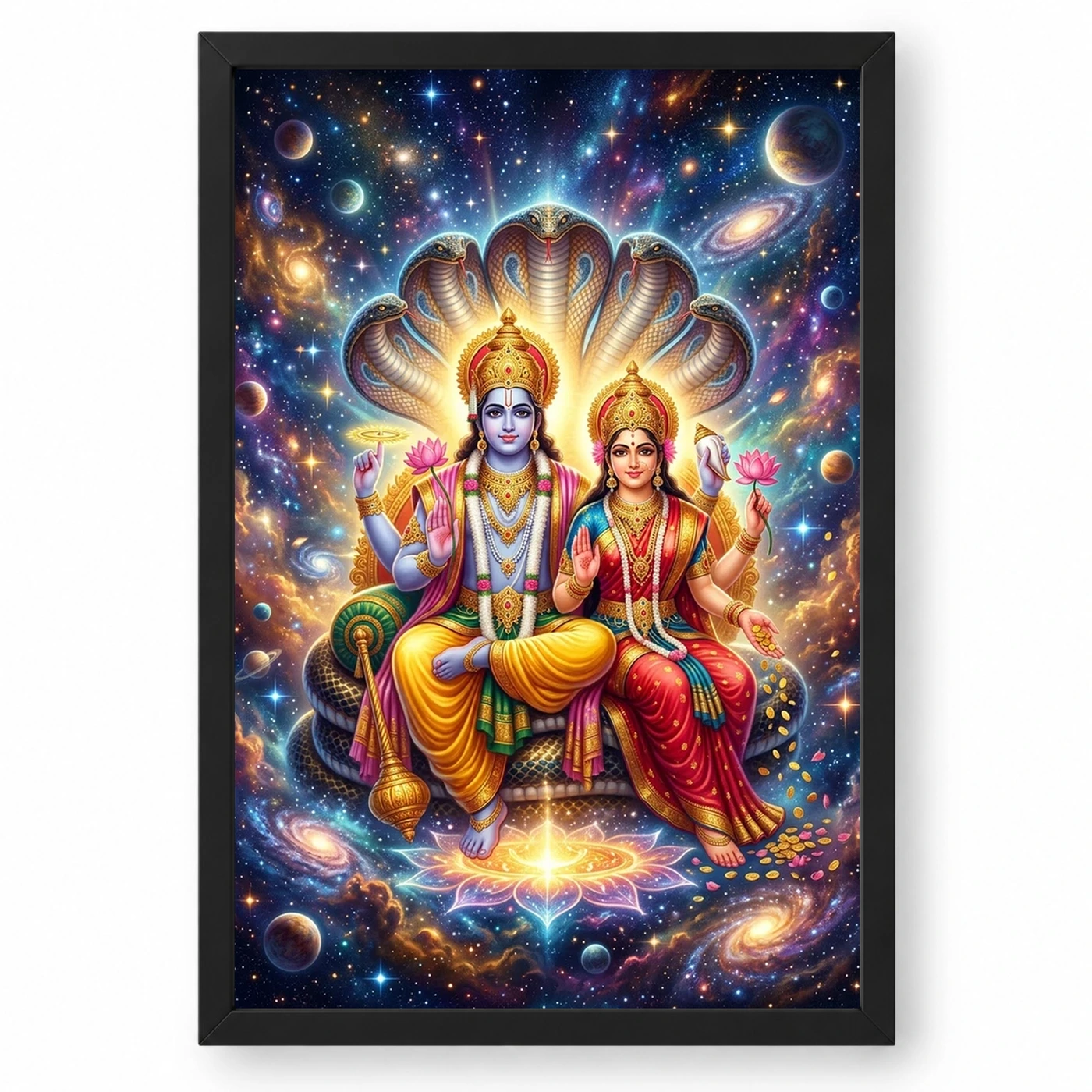Lakshmi Narayan Cosmic Universe Divine Couple Art Photo Frame