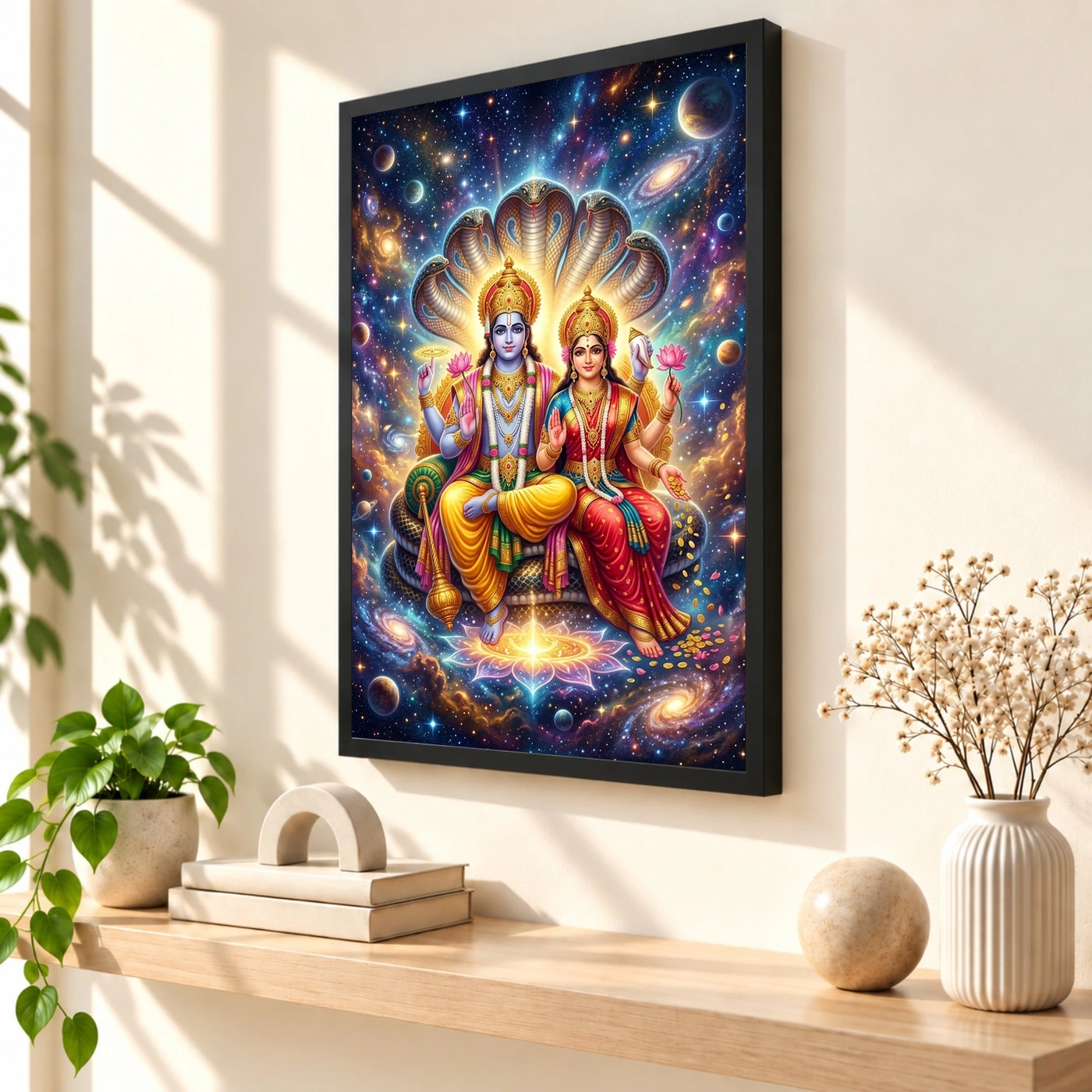 Lakshmi Narayan Cosmic Universe Divine Couple Art Photo Frame, view 2