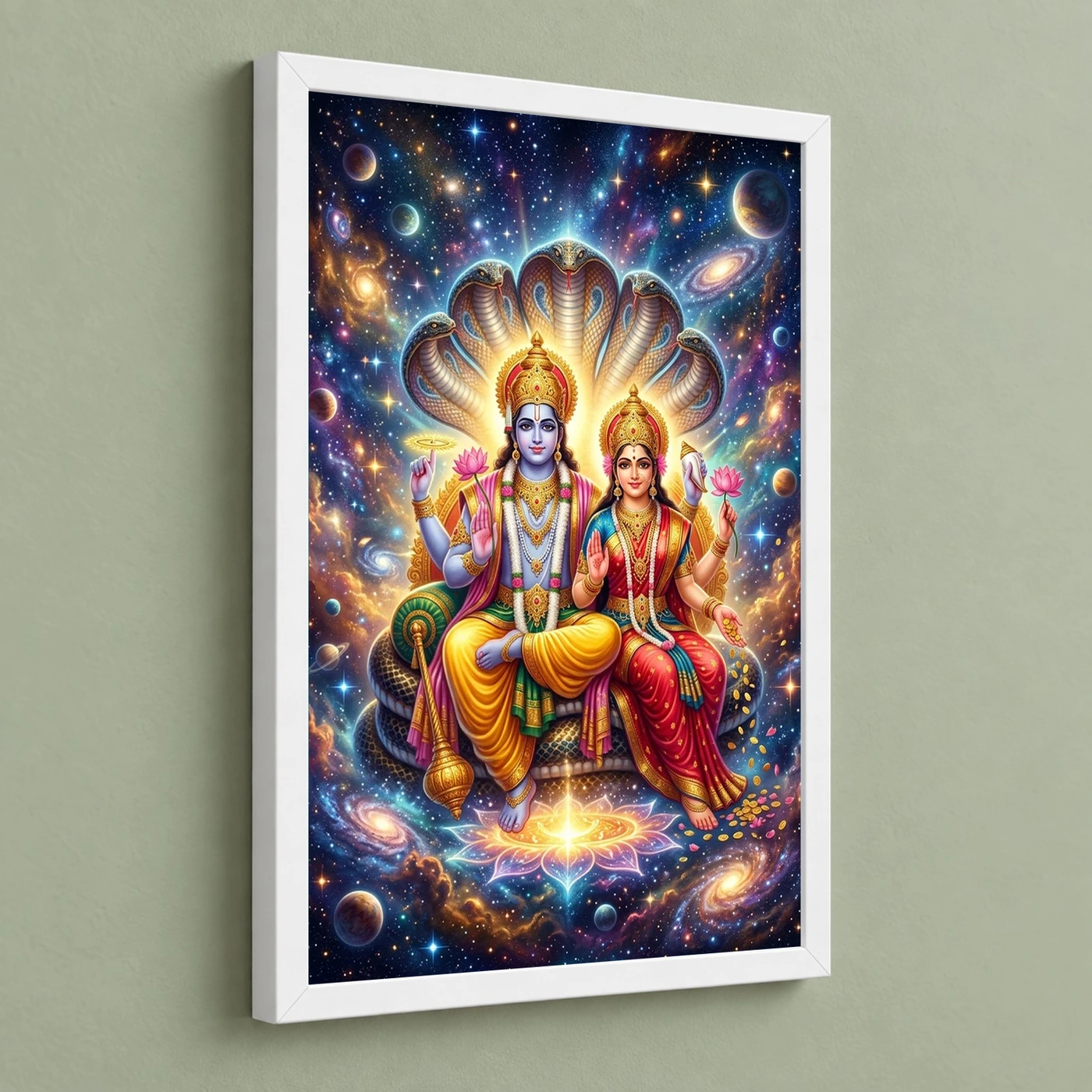 Lakshmi Narayan Cosmic Universe Divine Couple Art Photo Frame, view 5
