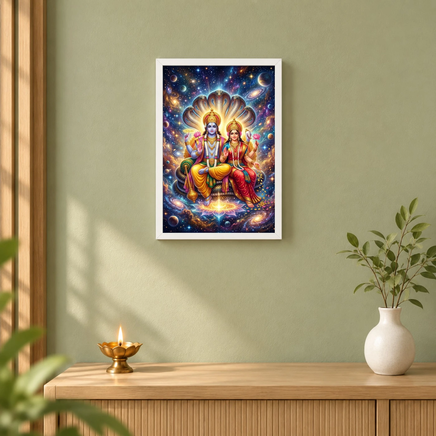 Lakshmi Narayan Cosmic Universe Divine Couple Art Photo Frame, view 6