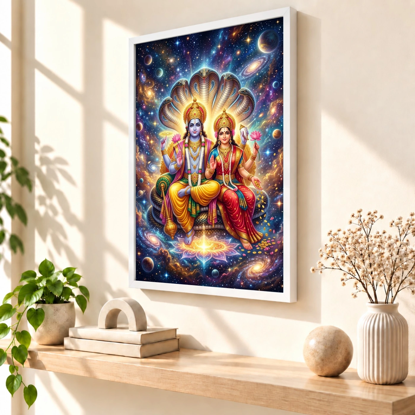 Lakshmi Narayan Cosmic Universe Divine Couple Art Photo Frame, view 7
