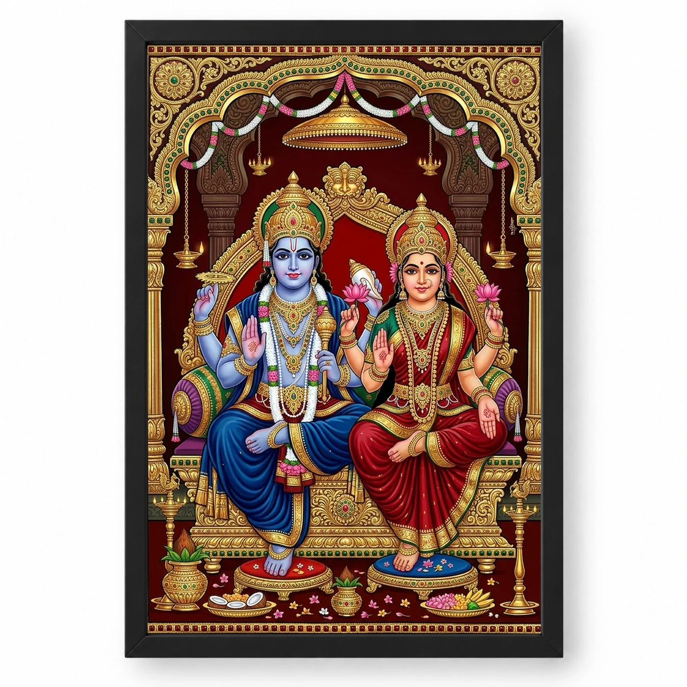 Lakshmi Narayan Tanjore Painting Gold South Indian Art Photo Frame