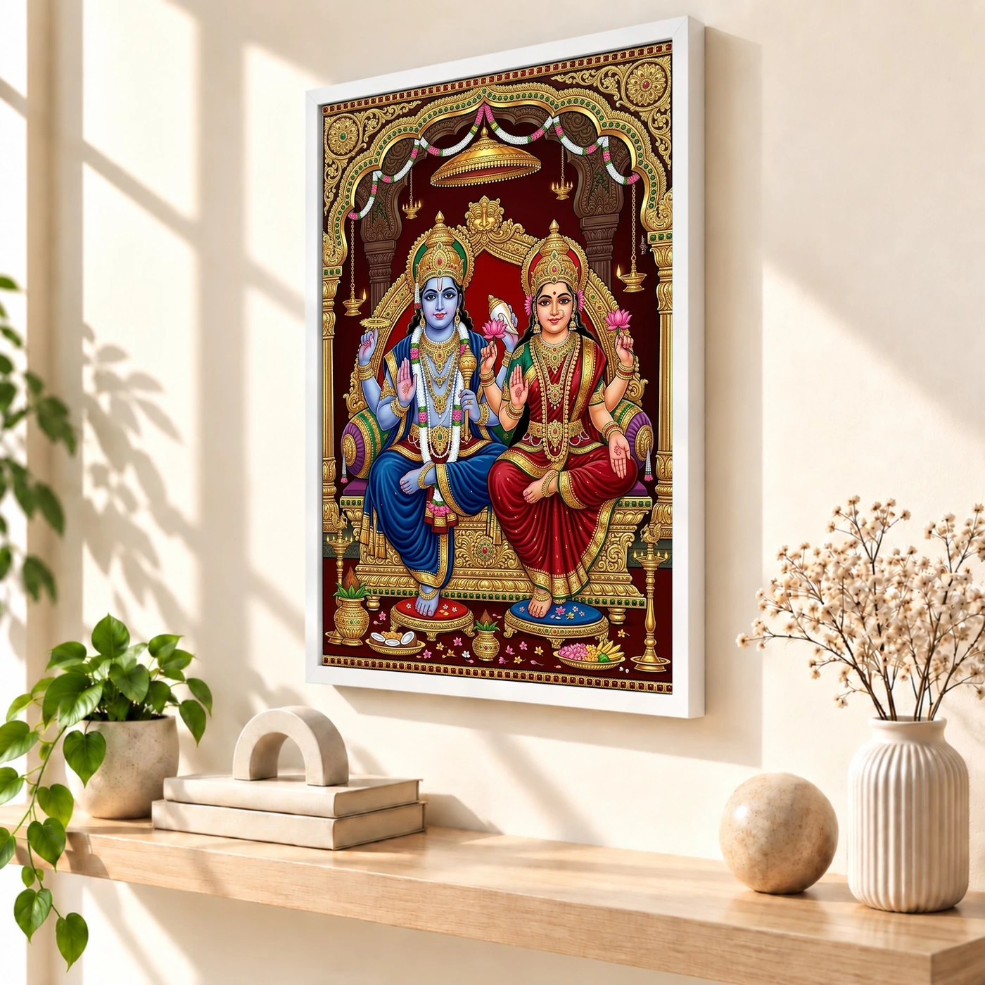 Lakshmi Narayan Tanjore Painting Gold South Indian Art Photo Frame, view 7