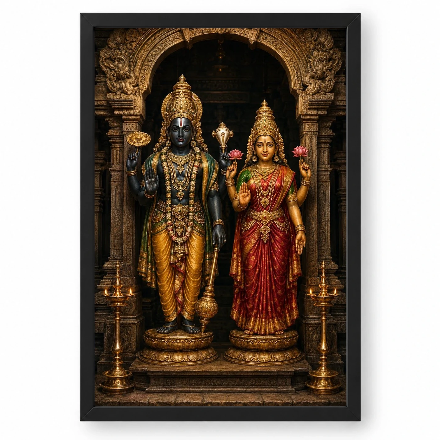 Lakshmi Narayan — Traditional Temple Style Frame
