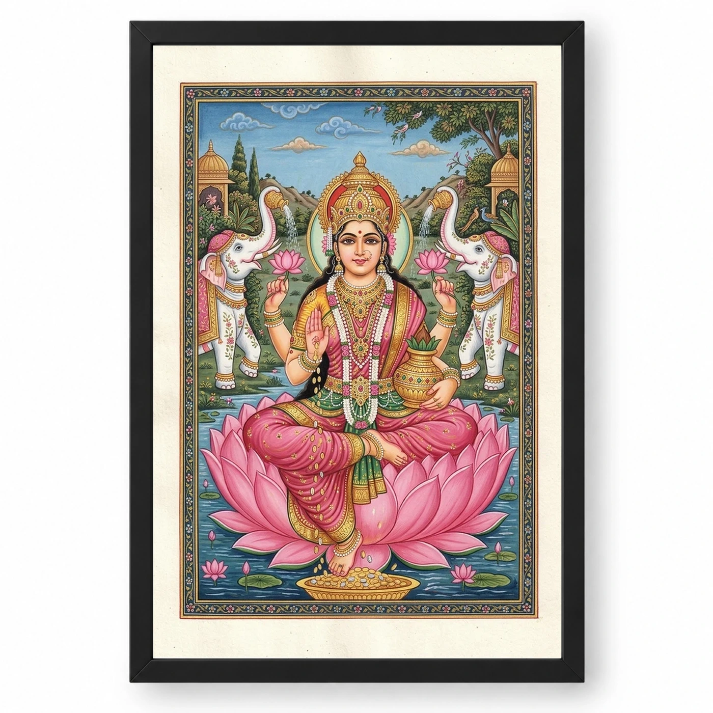 Lakshmi Rajasthani Miniature Pink Gold Traditional Art Photo Frame