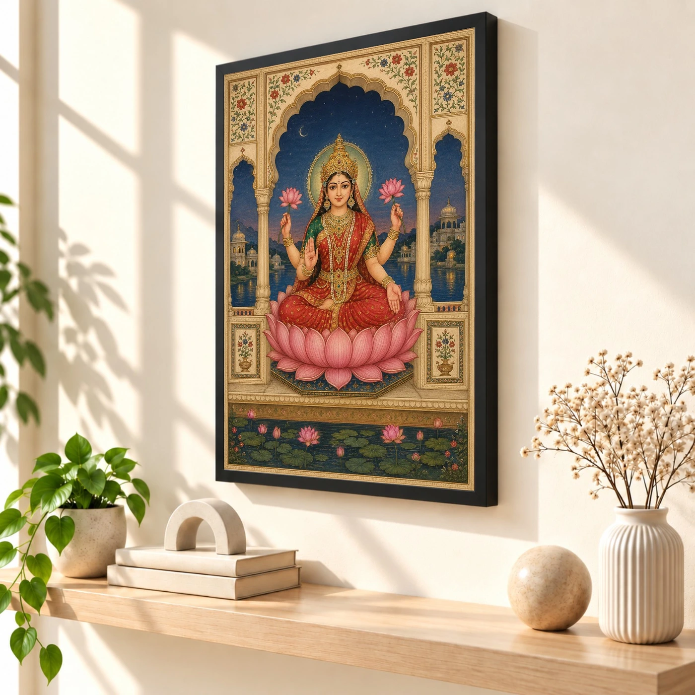 Lakshmi — Royal Rajasthani Miniature Style Frame, view 2