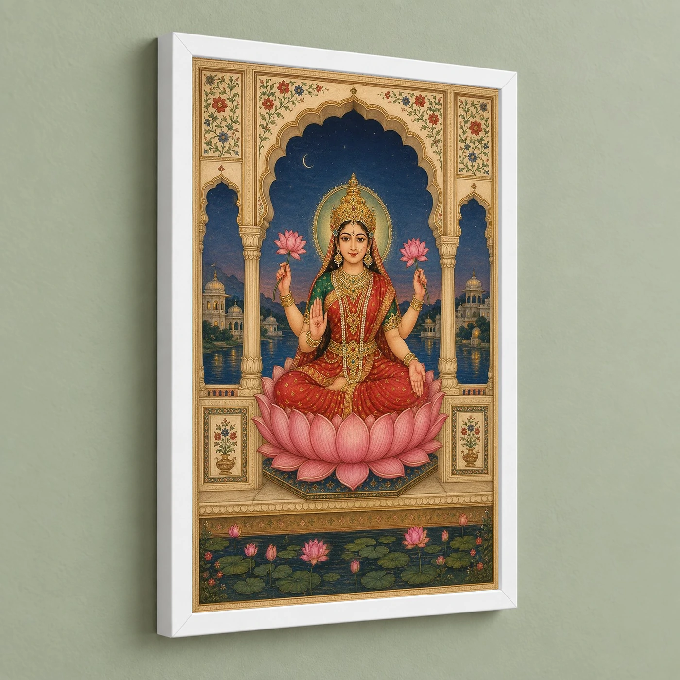 Lakshmi — Royal Rajasthani Miniature Style Frame, view 5