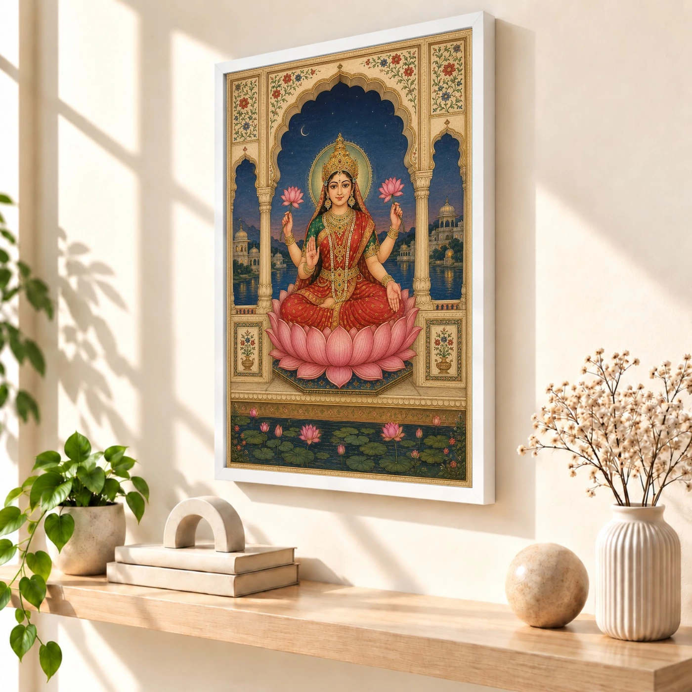 Lakshmi — Royal Rajasthani Miniature Style Frame, view 7